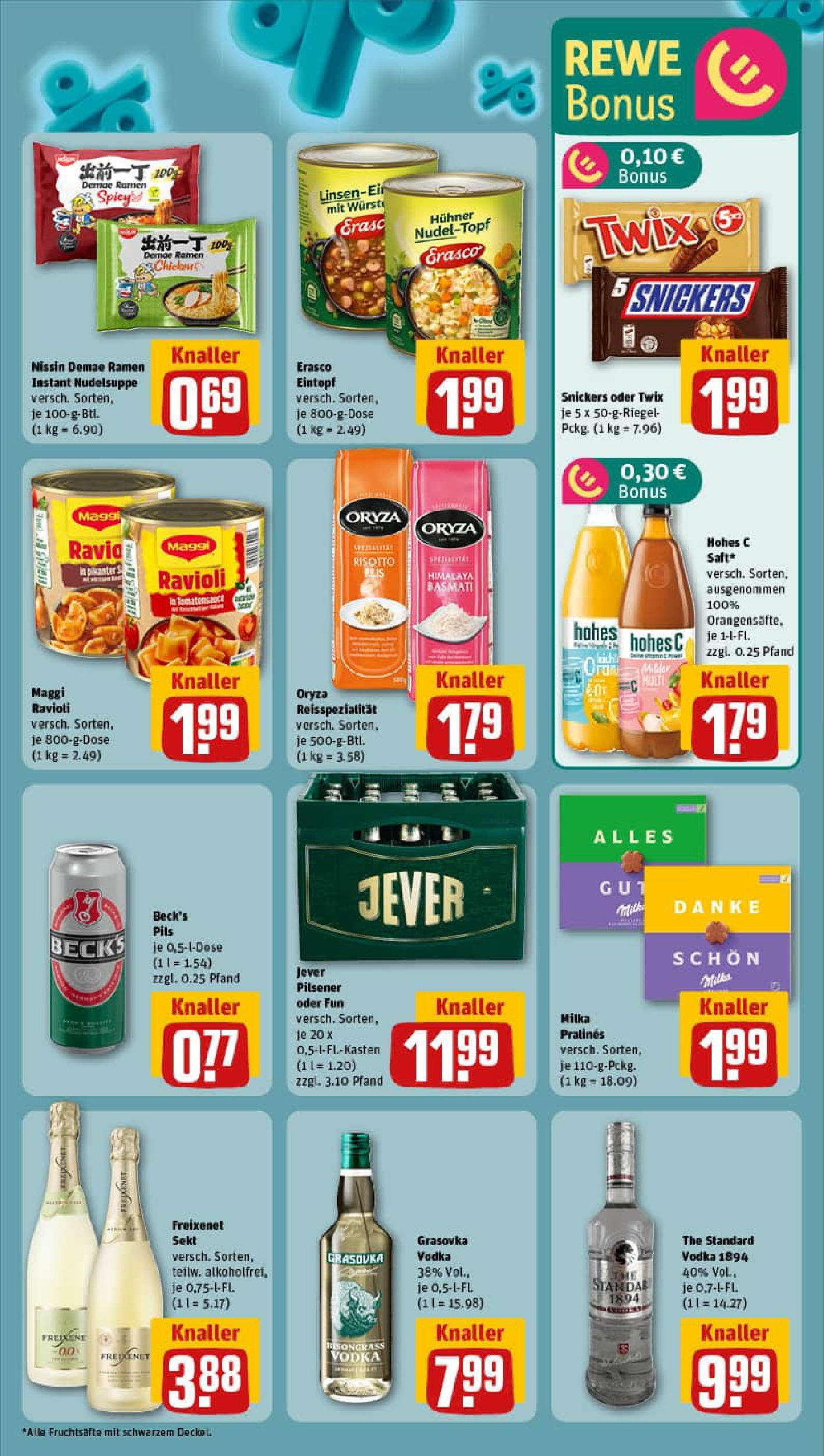 REWE Prospekt ab 21.09.2025 zum Blättern » Angebote | Seite: 7 | Produkte: Maggi, Snickers, Pasta, Vodka