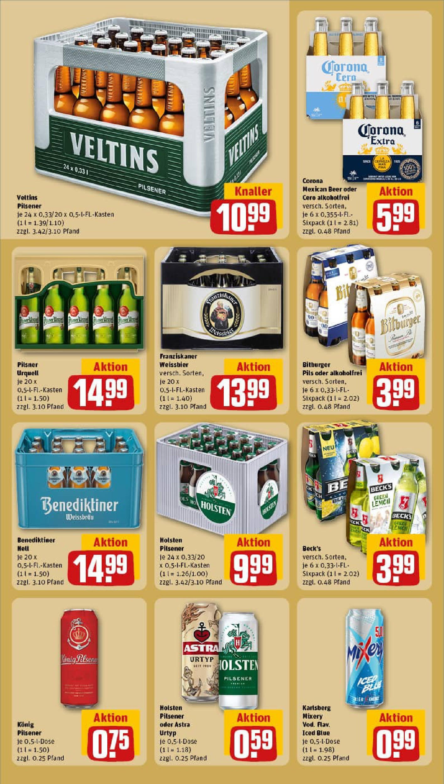 REWE Prospekt ab 21.09.2025 zum Blättern » Angebote | Seite: 23 | Produkte: Franziskaner, Weißbier, Holsten, Pilsner urquell