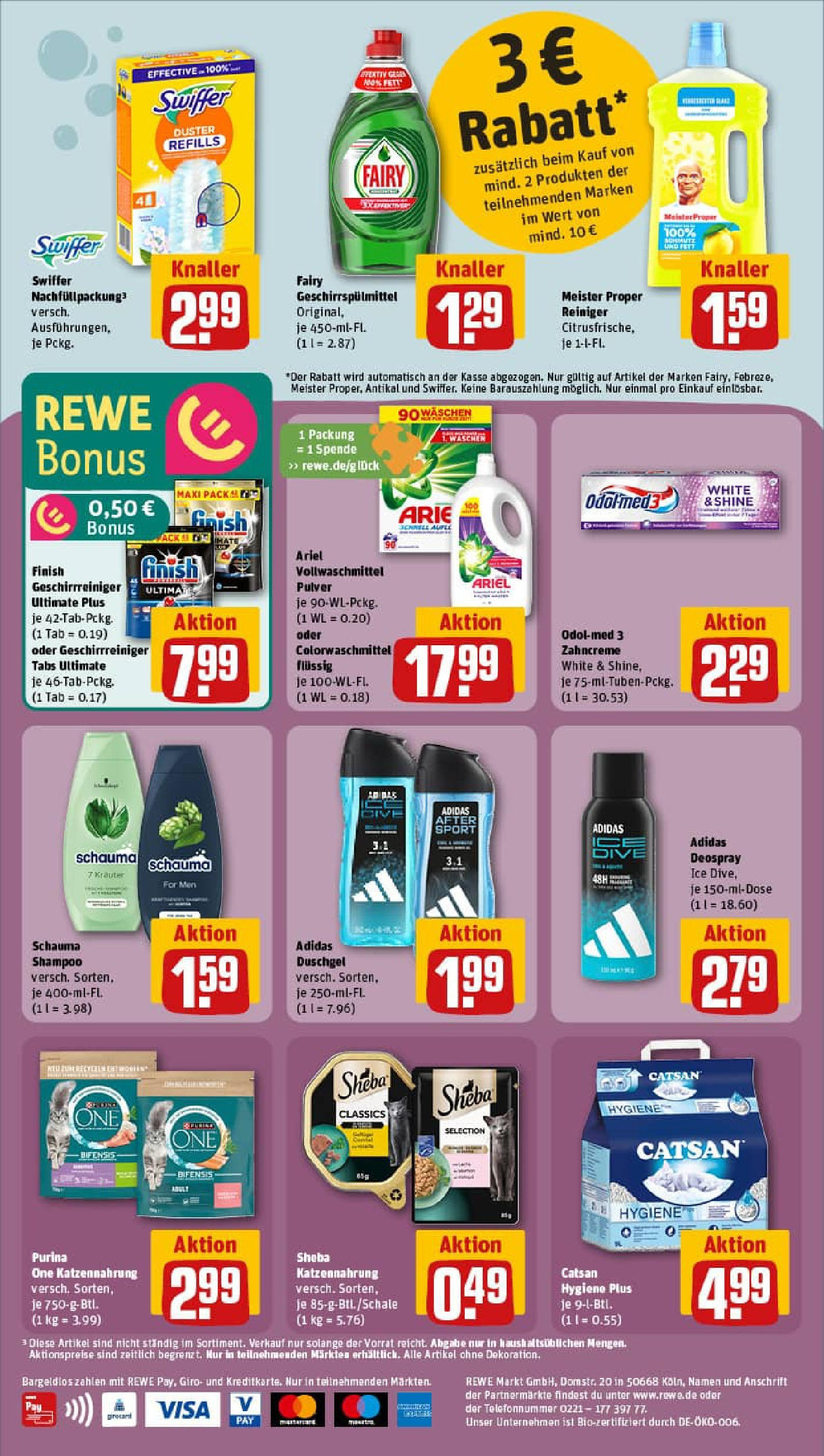 REWE Prospekt ab 21.09.2025 zum Blättern » Angebote | Seite: 28 | Produkte: Purina one, Shampoo, Deodorant, Swiffer
