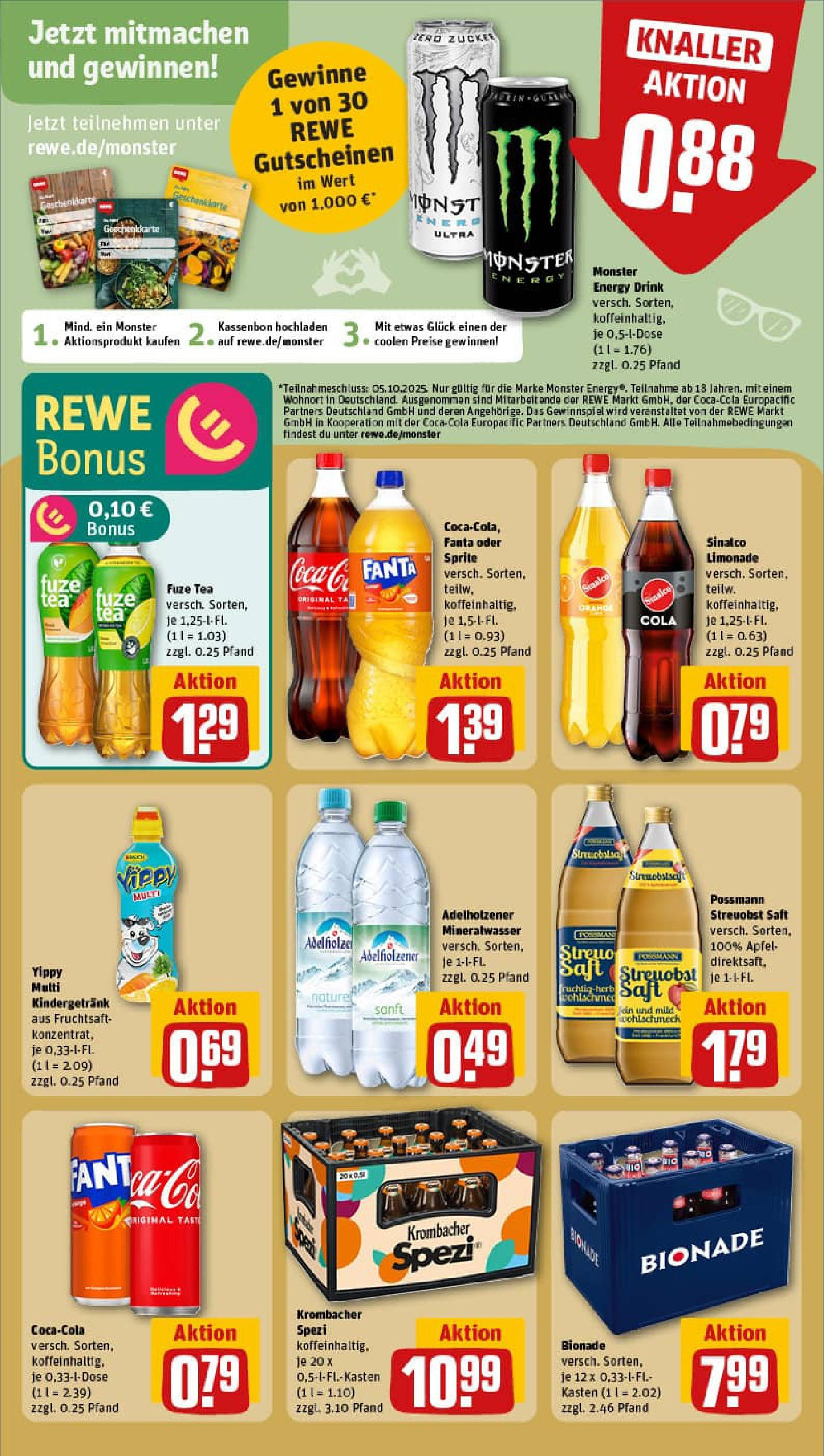 REWE Prospekt ab 21.09.2025 zum Blättern » Angebote | Seite: 20 | Produkte: Fanta, Sprite, Cola, Saft