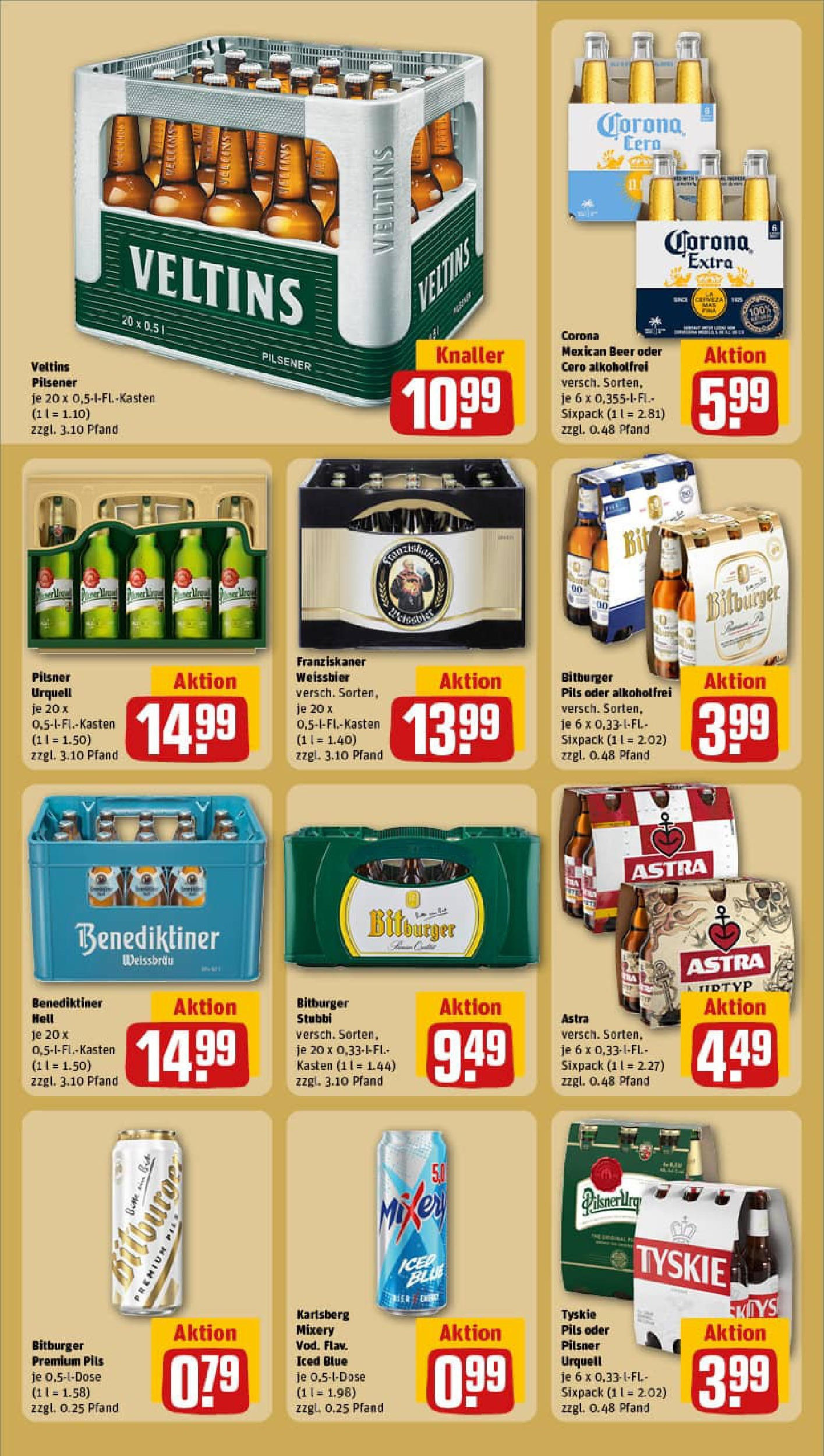 REWE Prospekt ab 21.09.2025 zum Blättern » Angebote | Seite: 21 | Produkte: Tyskie, Benediktiner hell, Mixery, Vodka