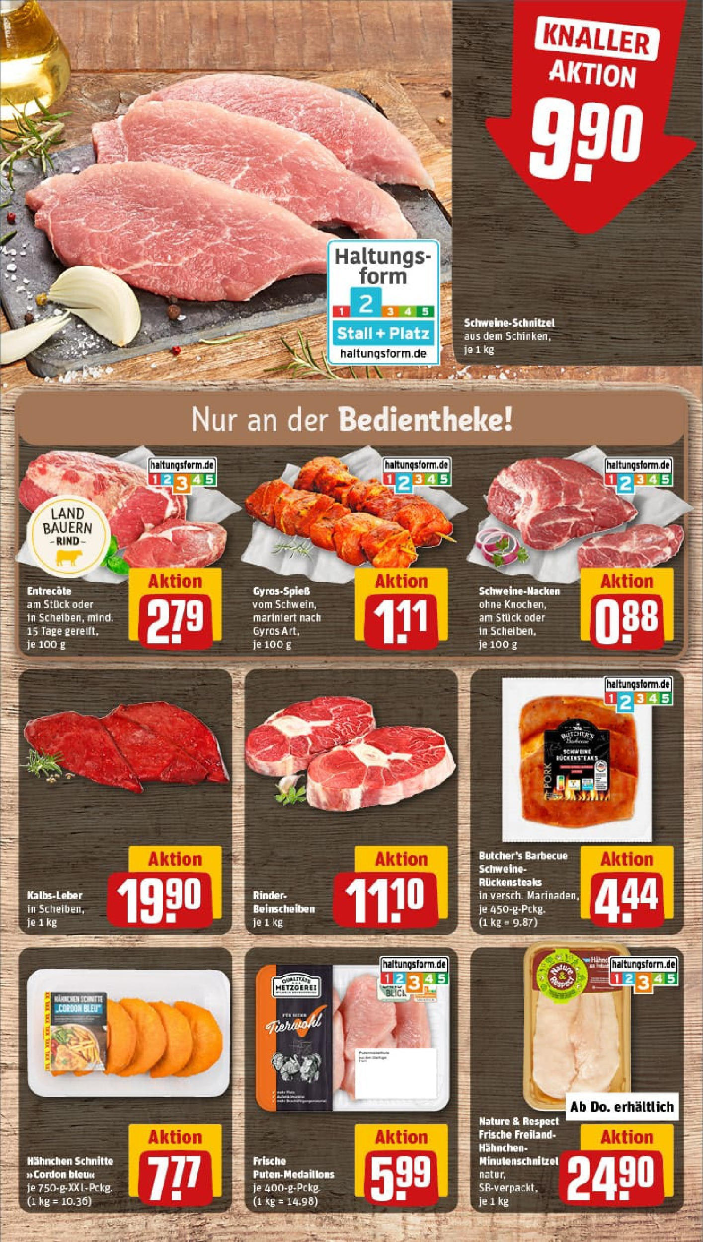 REWE Prospekt ab 21.09.2025 zum Blättern » Angebote | Seite: 12 | Produkte: Hahnchen, Schweinenacken, Entrecote, Gyros