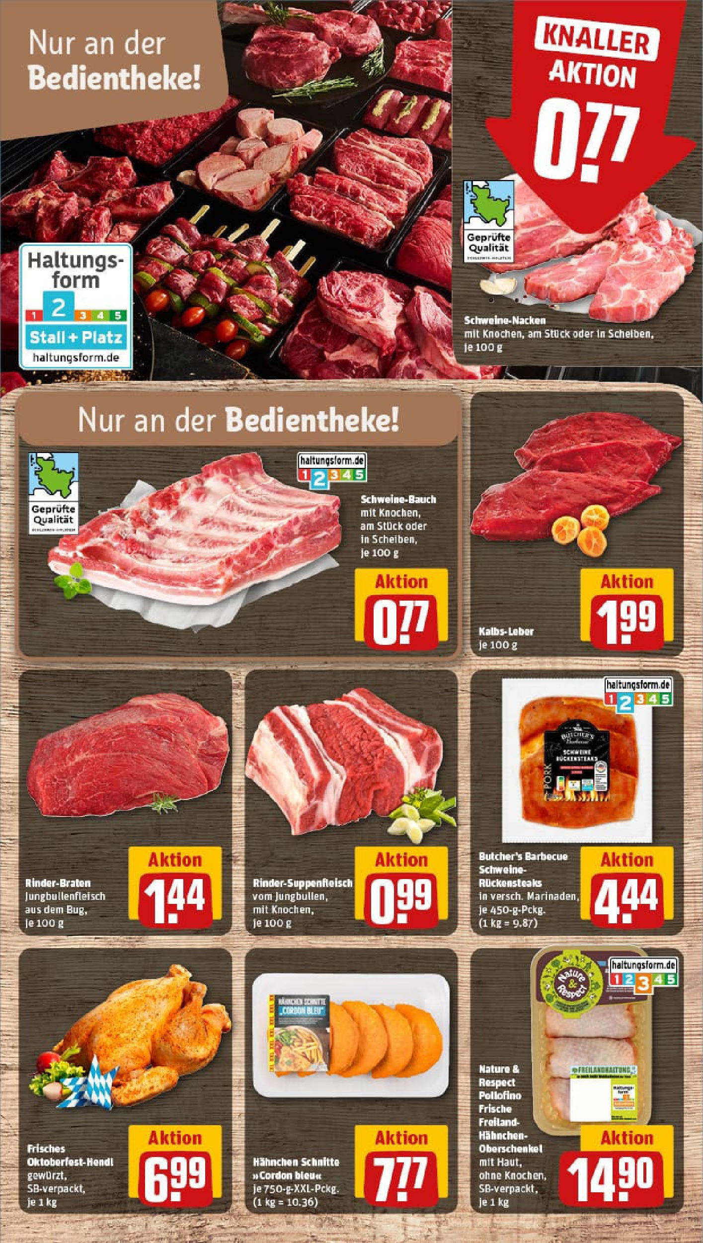 REWE Prospekt ab 21.09.2025 zum Blättern » Angebote | Seite: 12 | Produkte: Rinderbraten, Hahnchen, Schweinenacken, Kalbsleber