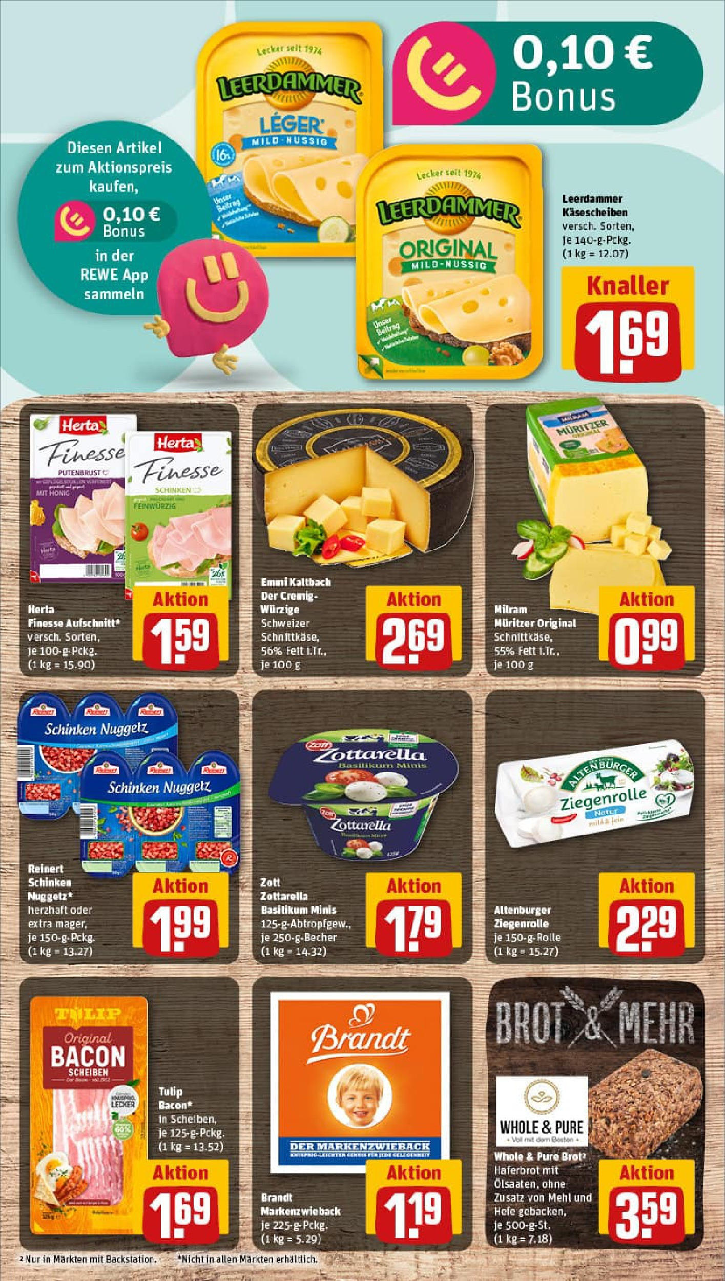 REWE Prospekt ab 21.09.2025 zum Blättern » Angebote | Seite: 13 | Produkte: Mozzarella, Leerdammer, Brot, Schinken