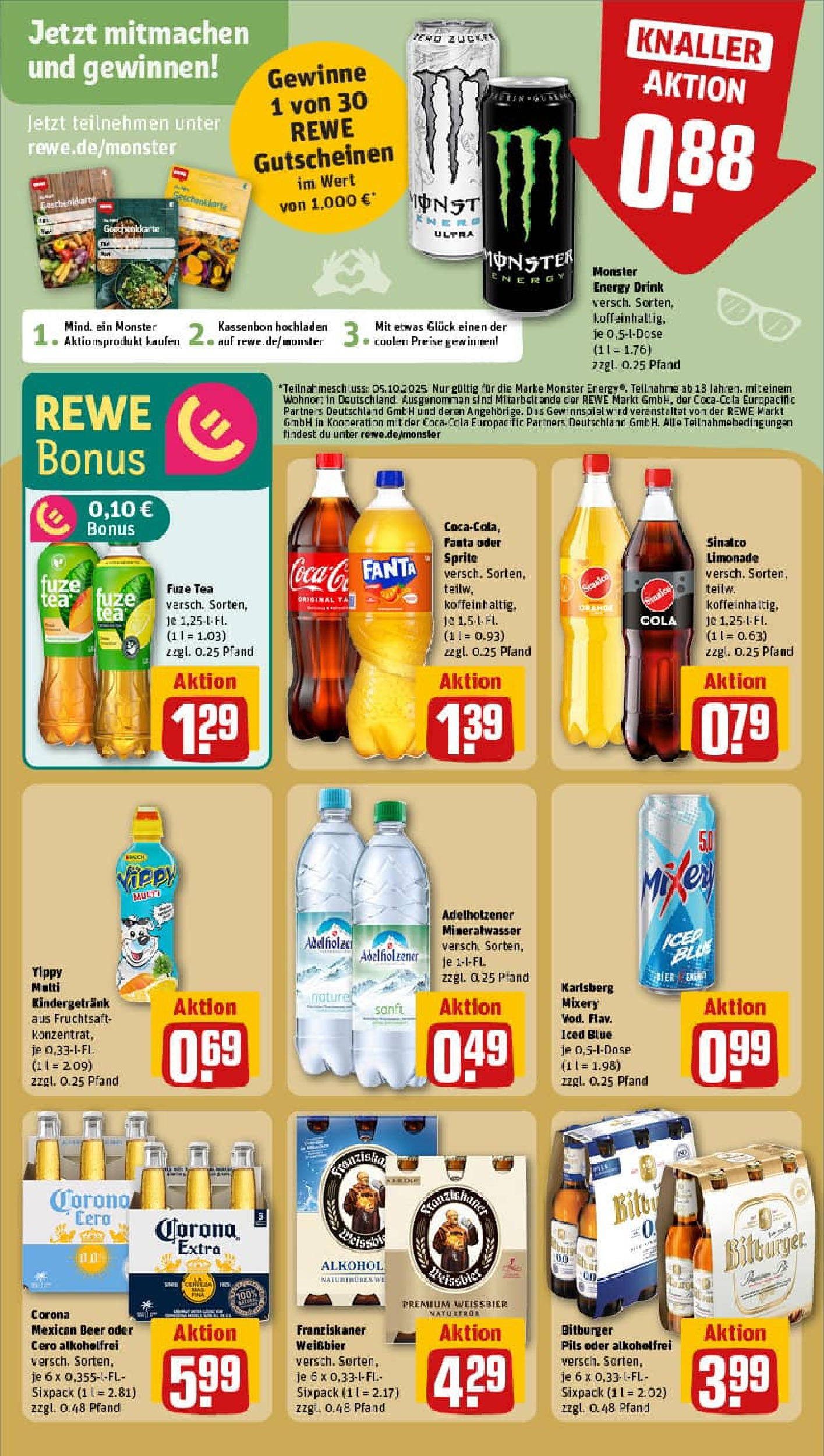 REWE Prospekt ab 21.09.2025 zum Blättern » Angebote | Seite: 18 | Produkte: Sinalco, Franziskaner, Energy, Adelholzener