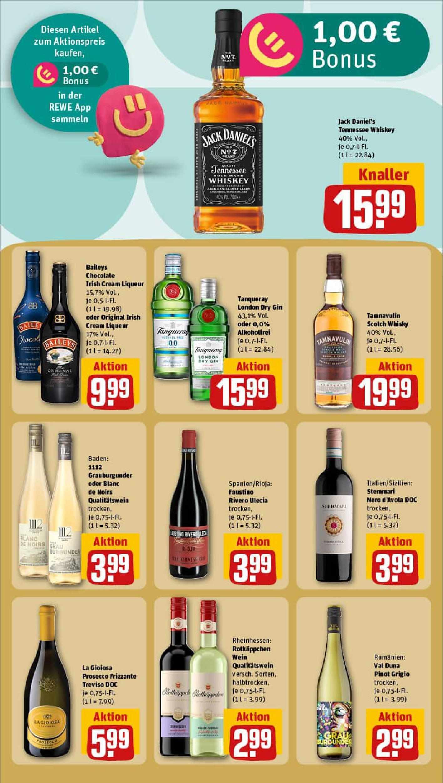 REWE Prospekt ab 21.09.2025 zum Blättern » Angebote | Seite: 19 | Produkte: Whisky, Jack Daniel's, Wein, Whiskey