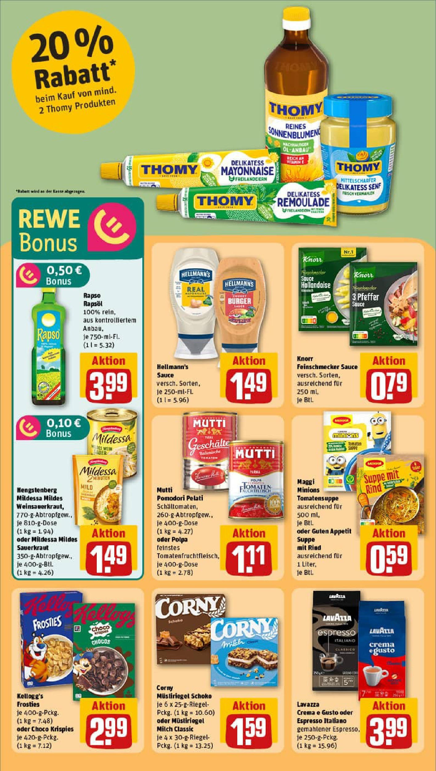 REWE Prospekt ab 21.09.2025 zum Blättern » Angebote | Seite: 20 | Produkte: Milch, Burger, Pfeffer, Rapso rapsol