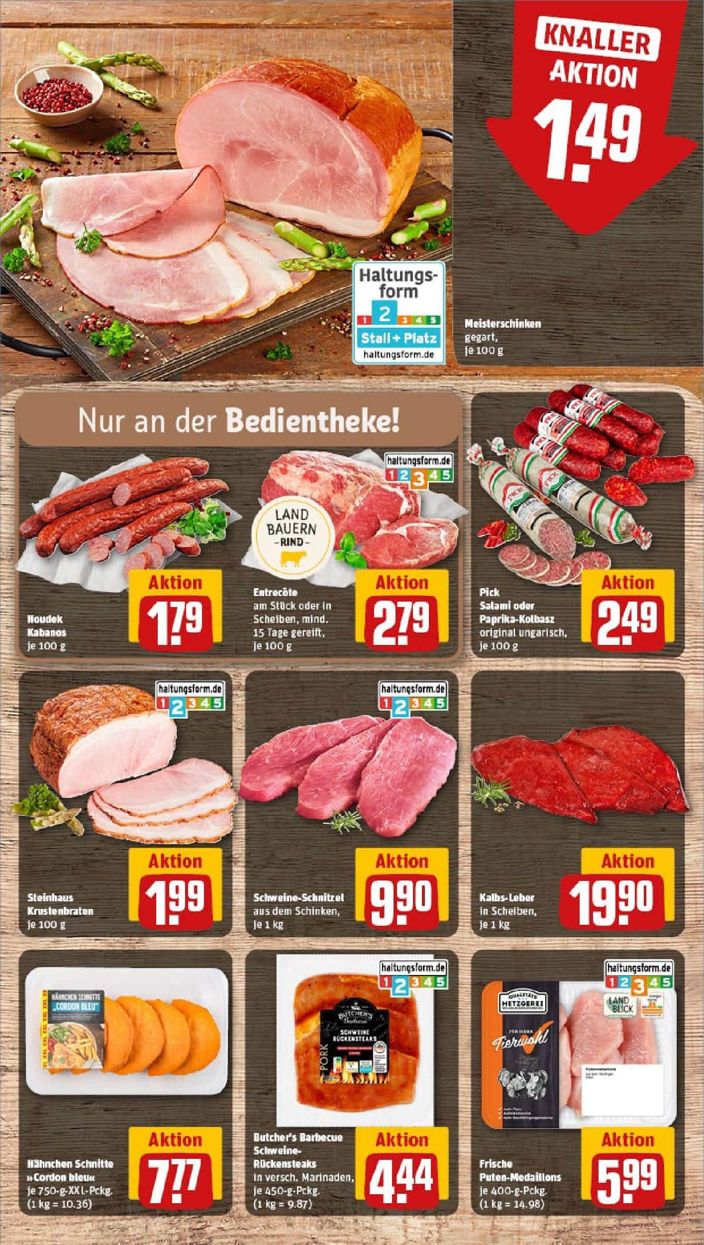 REWE Prospekt ab 21.09.2025 zum Blättern » Angebote | Seite: 12 | Produkte: Hahnchen, Krustenbraten, Entrecote, Salami
