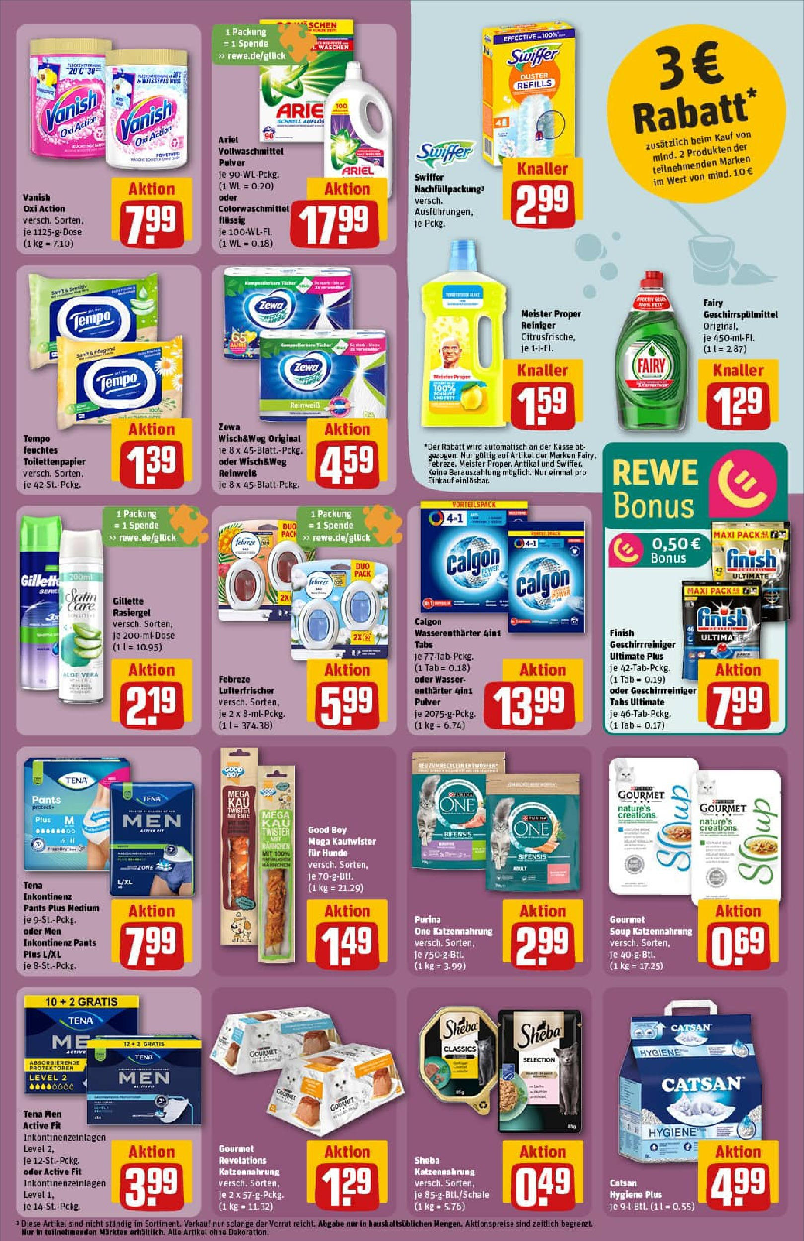 REWE Prospekt ab 21.09.2025 zum Blättern » Angebote | Seite: 35 | Produkte: Purina one, Catsan, Swiffer, Toilettenpapier REWE Prospekt ab 21.09.2025 zum Blättern » Angebote | Seite: 35 | Produkte: Purina one, Catsan, Swiffer, Toilettenpapier