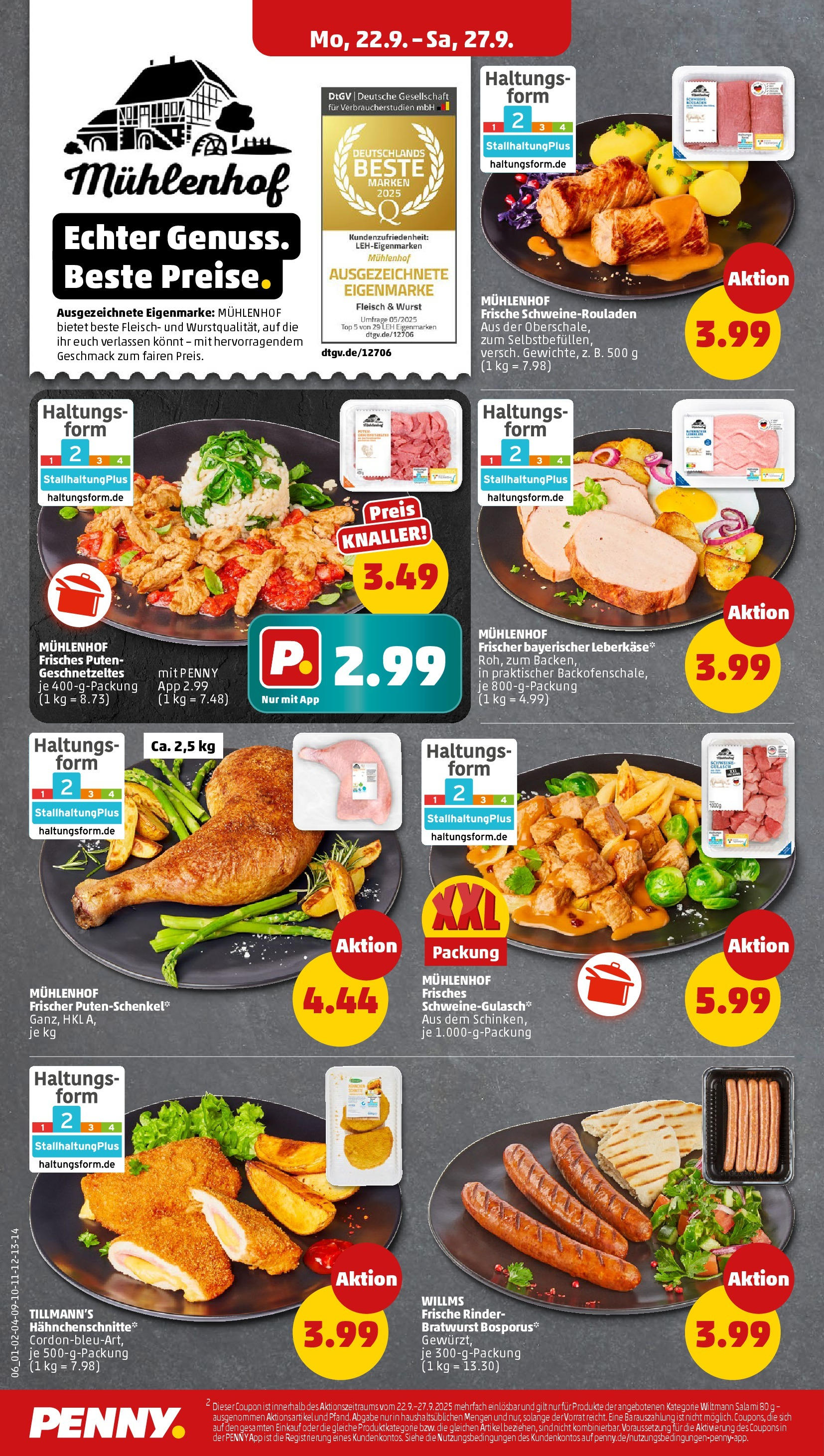 Penny Prospekt ab 22.09.2025 » Angebote Online | Seite: 6 | Produkte: Schweinegulasch, Wurst, Salami, Fleisch