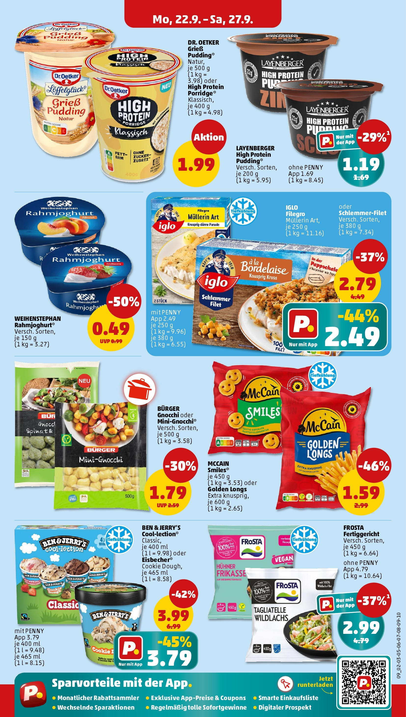 Penny Prospekt ab 22.09.2025 » Angebote Online | Seite: 9 | Produkte: Iglo, Burger, Ben & Jerry's, Zucker