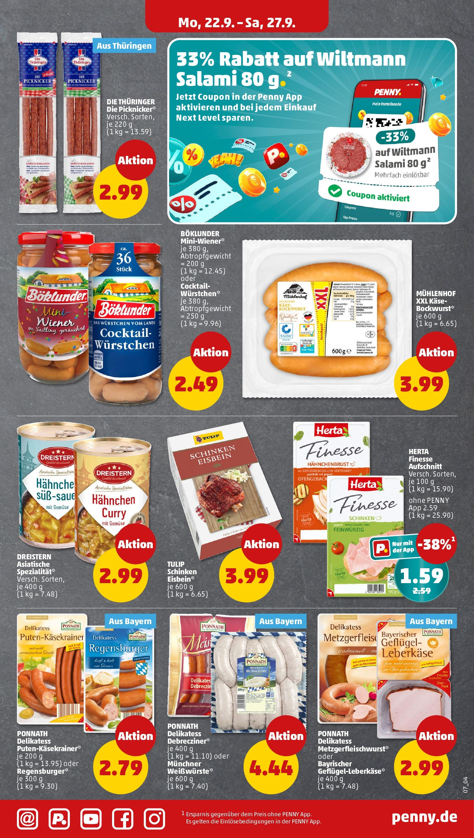 Penny Prospekt ab 22.09.2025 » Angebote Online | Seite: 7 | Produkte: Ofen, Salami, Schinken, Hahnchenbrust
