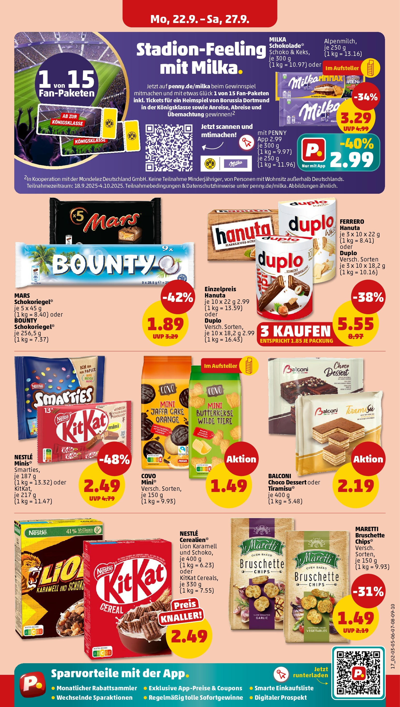 Penny Prospekt ab 22.09.2025 » Angebote Online | Seite: 17 | Produkte: Schokolade, Milka schokolade, Mars, Butterkekse