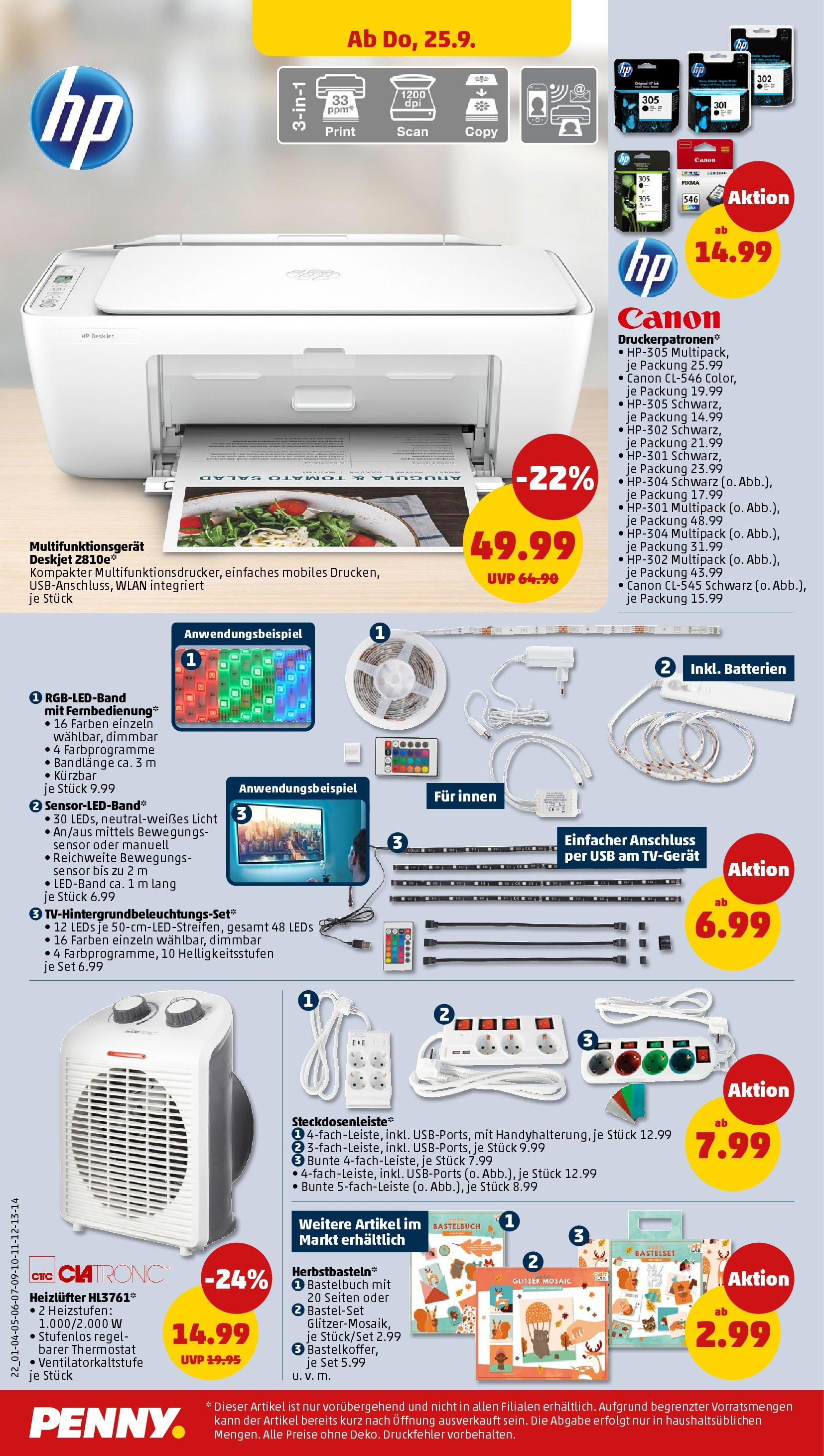 Penny Prospekt ab 22.09.2025 » Angebote Online | Seite: 22 | Produkte: HP, USB, Batterien