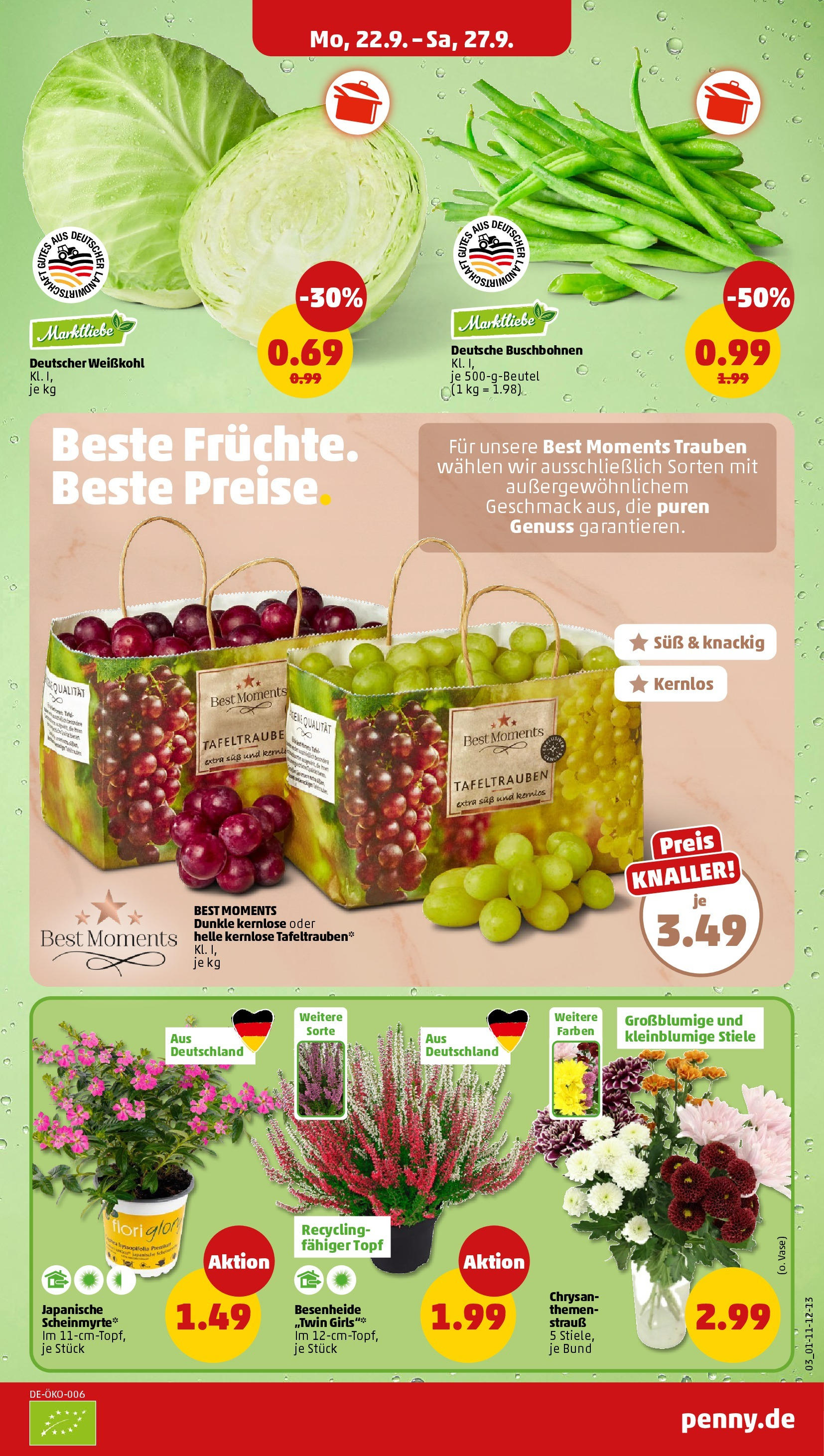 Penny Prospekt ab 22.09.2025 » Angebote Online | Seite: 3 | Produkte: Trauben, Vase