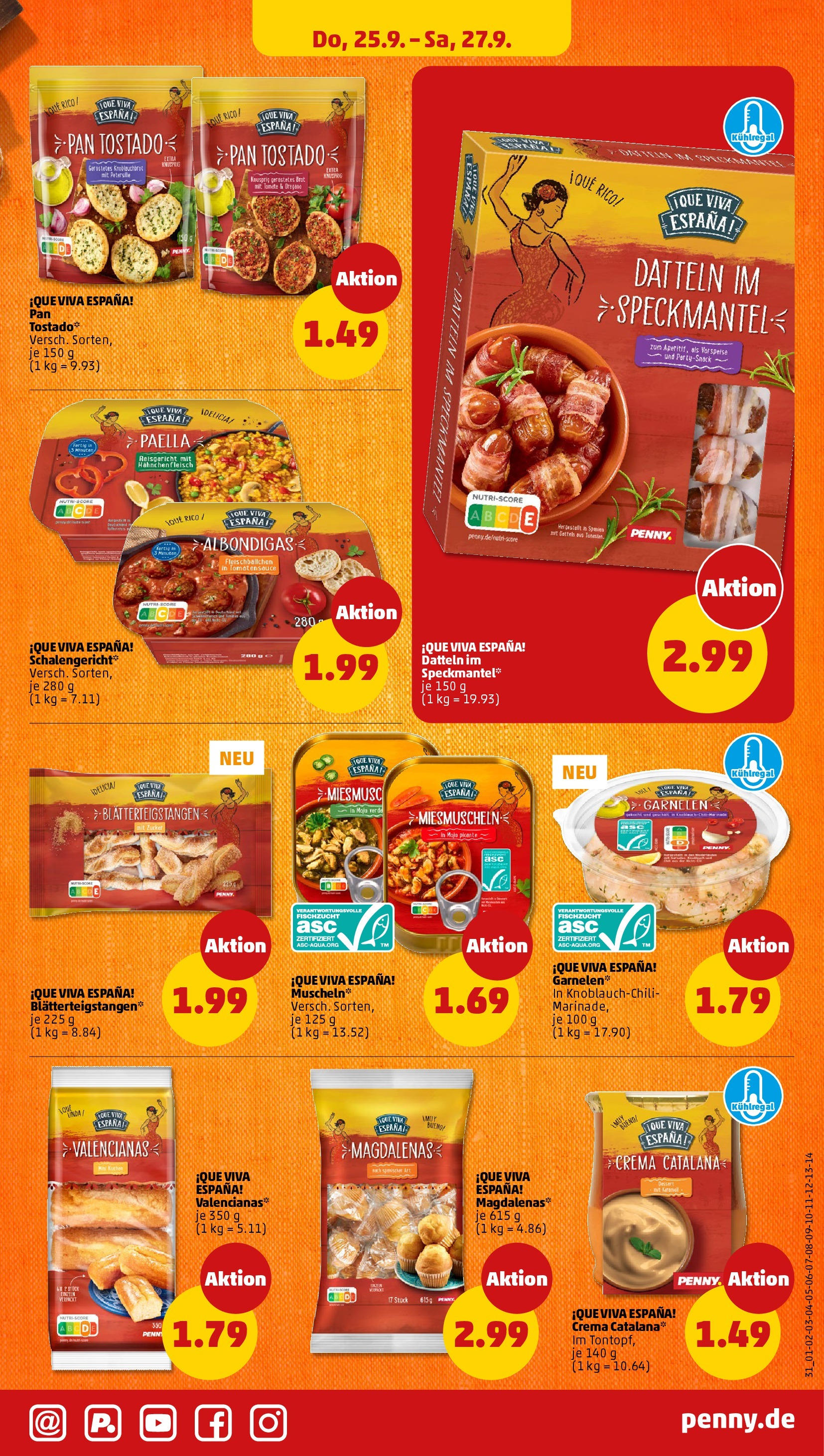 Penny Prospekt ab 22.09.2025 » Angebote Online | Seite: 31 | Produkte: Garnelen, Dattel, Brot