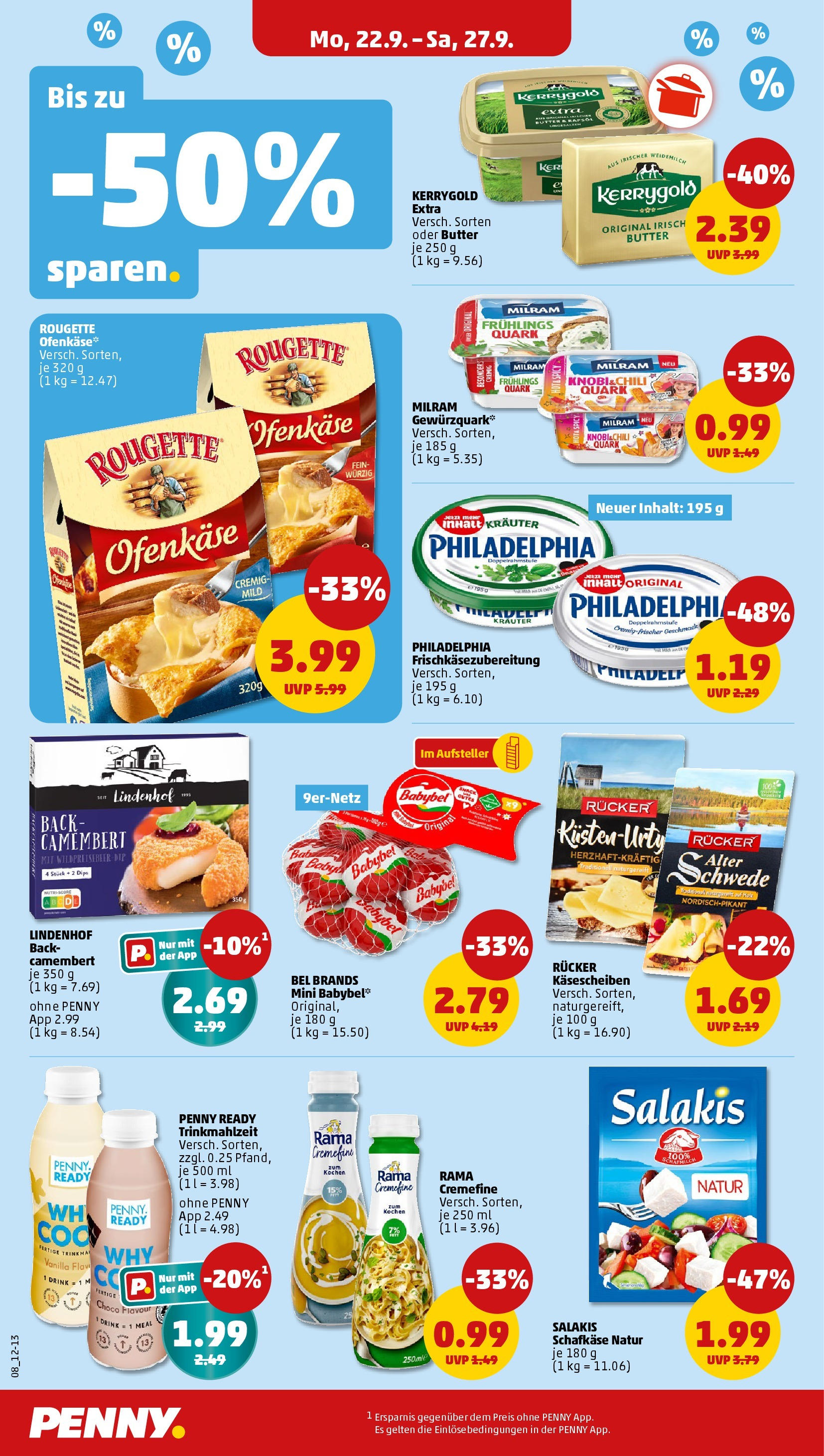 Penny Prospekt ab 22.09.2025 » Angebote Online | Seite: 8 | Produkte: Quark, Butter, Rapsöl, Babybel