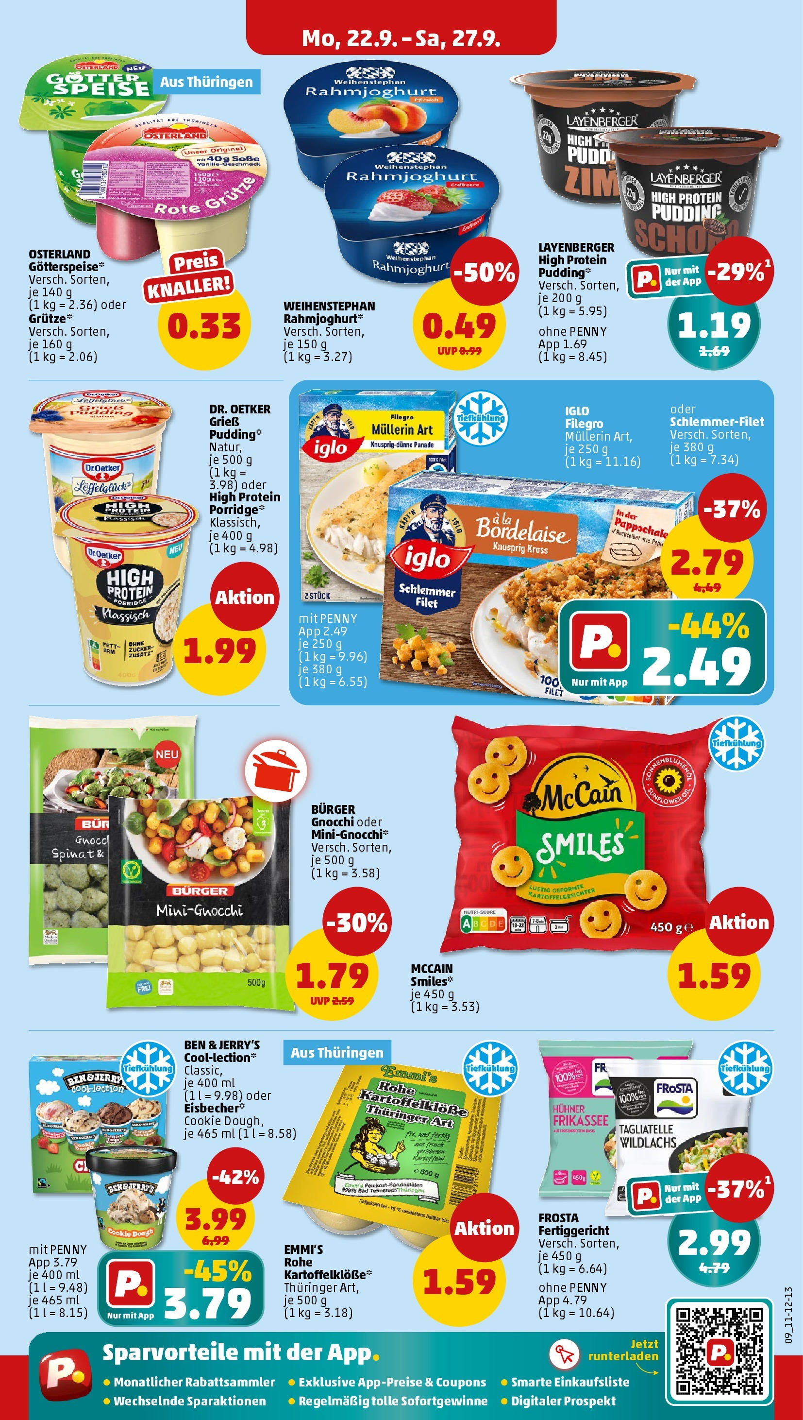 Penny Prospekt ab 22.09.2025 » Angebote Online | Seite: 9 | Produkte: Frosta, Ben & Jerry's, Zucker, Pfirsich
