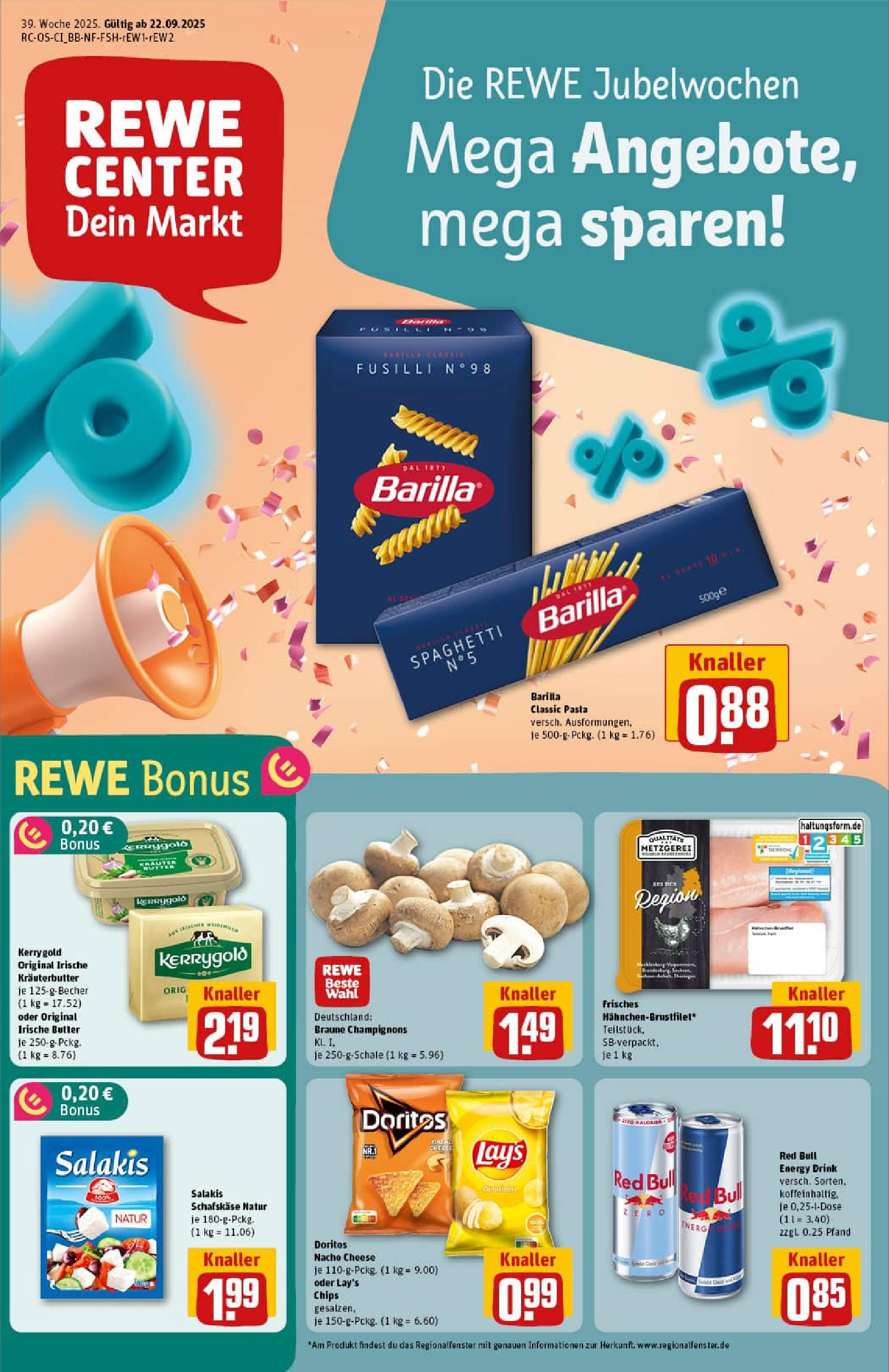 REWE Prospekt ab 21.09.2025 zum Blättern » Angebote | Seite: 1 | Produkte: Feta, Champignons, Salakis, Schafskase REWE Prospekt ab 21.09.2025 zum Blättern » Angebote | Seite: 1 | Produkte: Feta, Champignons, Salakis, Schafskase