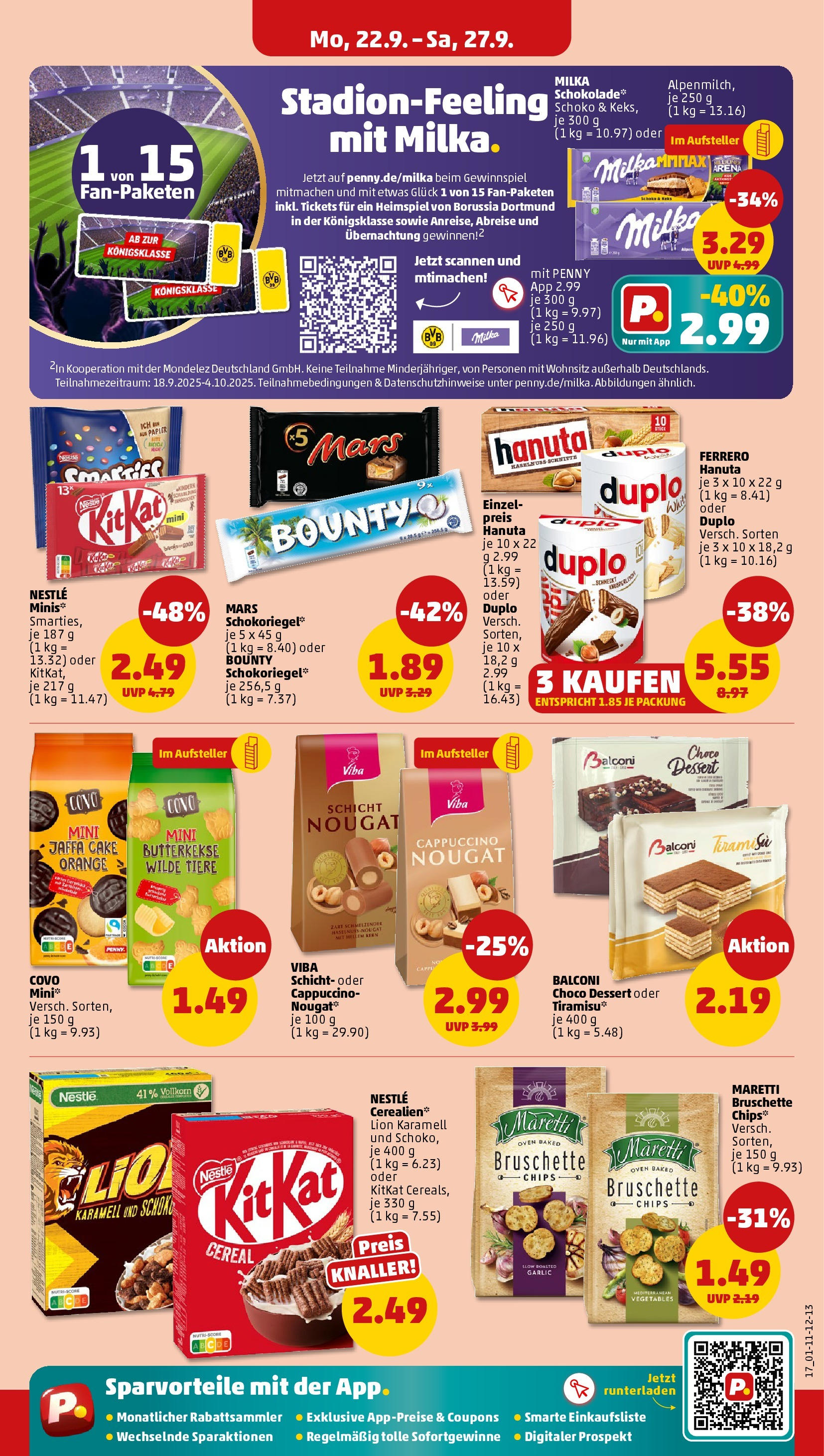 Penny Prospekt ab 22.09.2025 » Angebote Online | Seite: 17 | Produkte: Schokolade, Milka schokolade, Milka, Mars