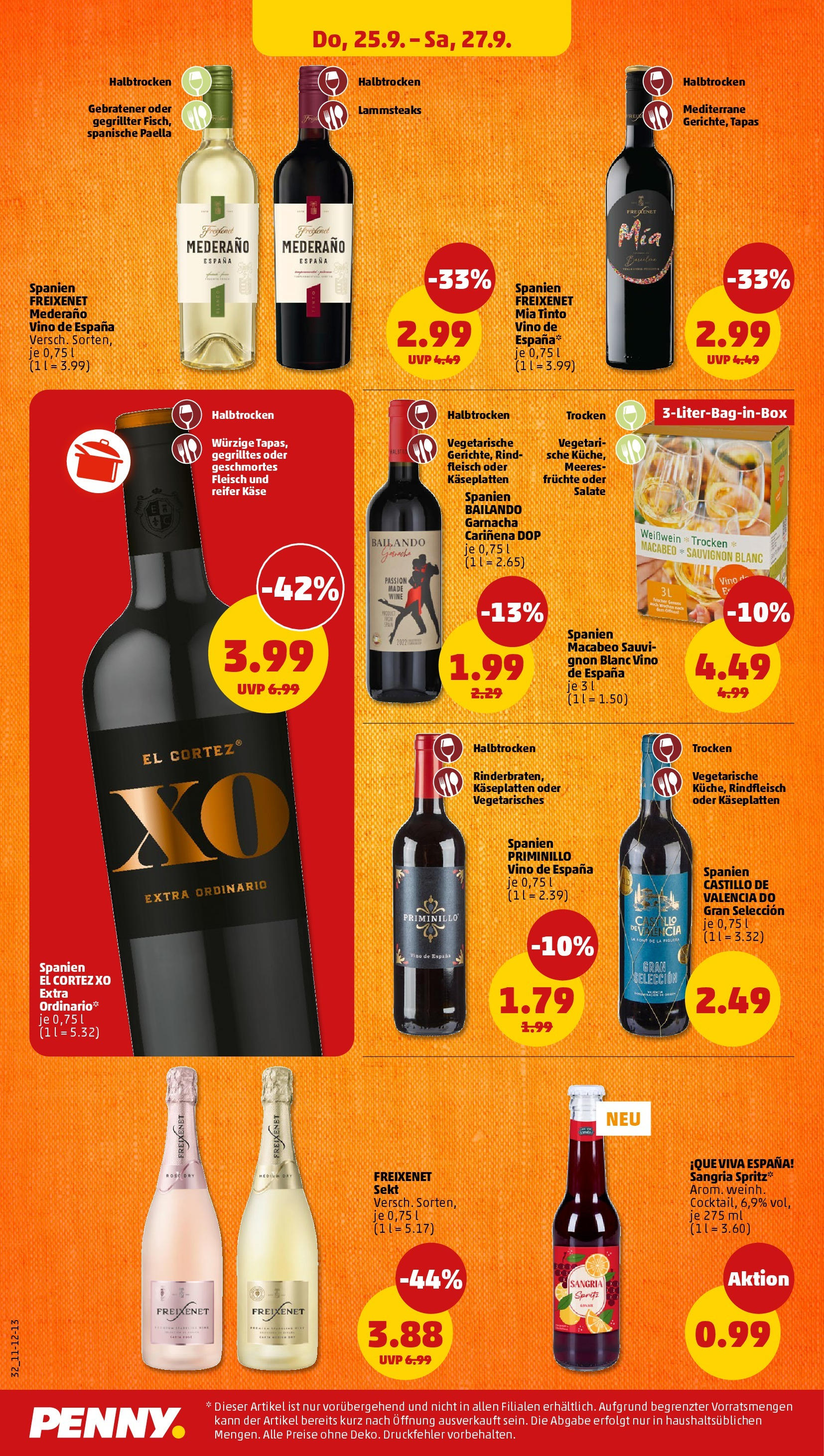 Penny Prospekt ab 22.09.2025 » Angebote Online | Seite: 32 | Produkte: Käse, Freixenet, Freixenet mederano, Fleisch