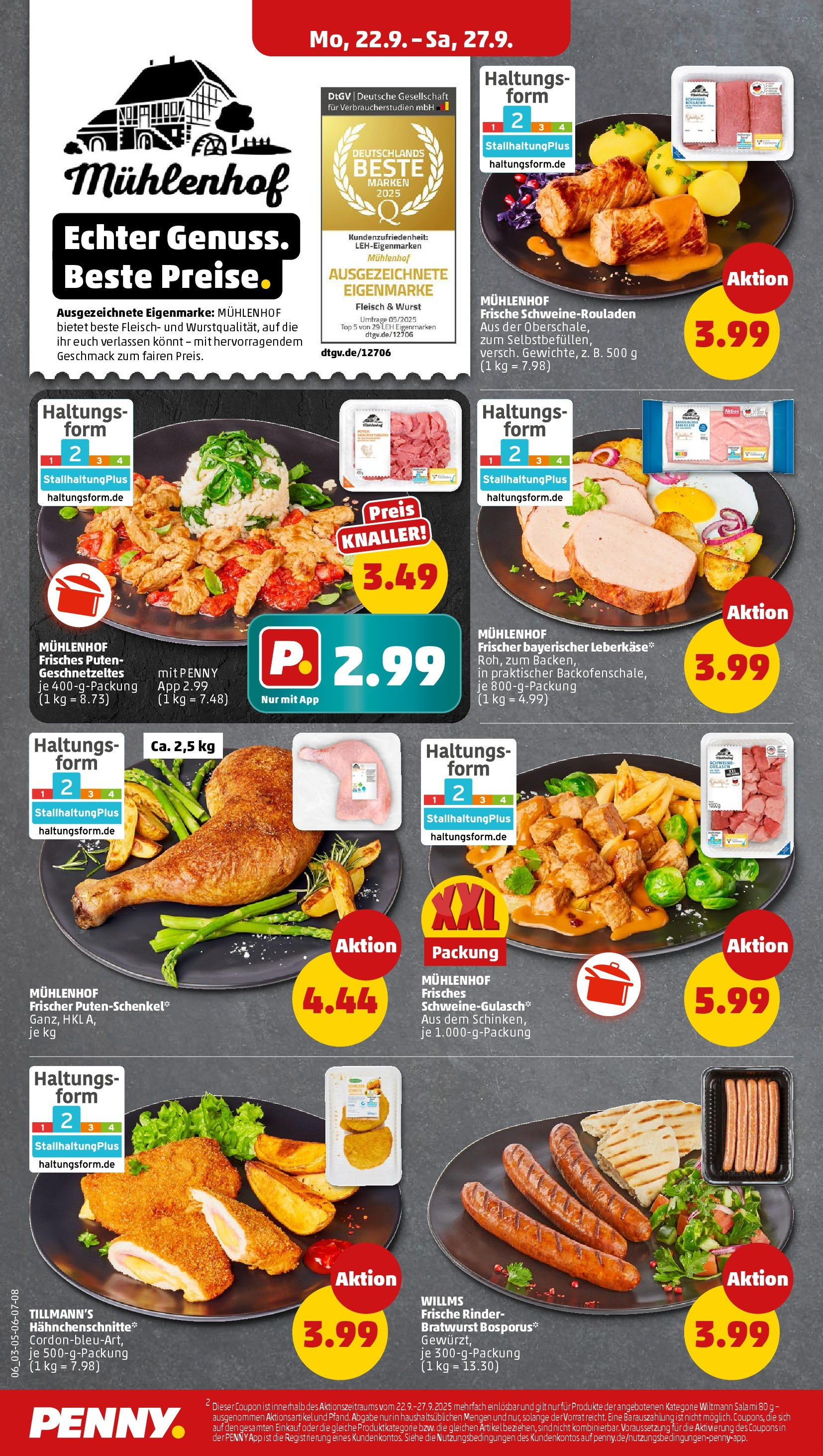 Penny Prospekt ab 22.09.2025 » Angebote Online | Seite: 6 | Produkte: Schweinegulasch, Gulasch, Wurst, Salami