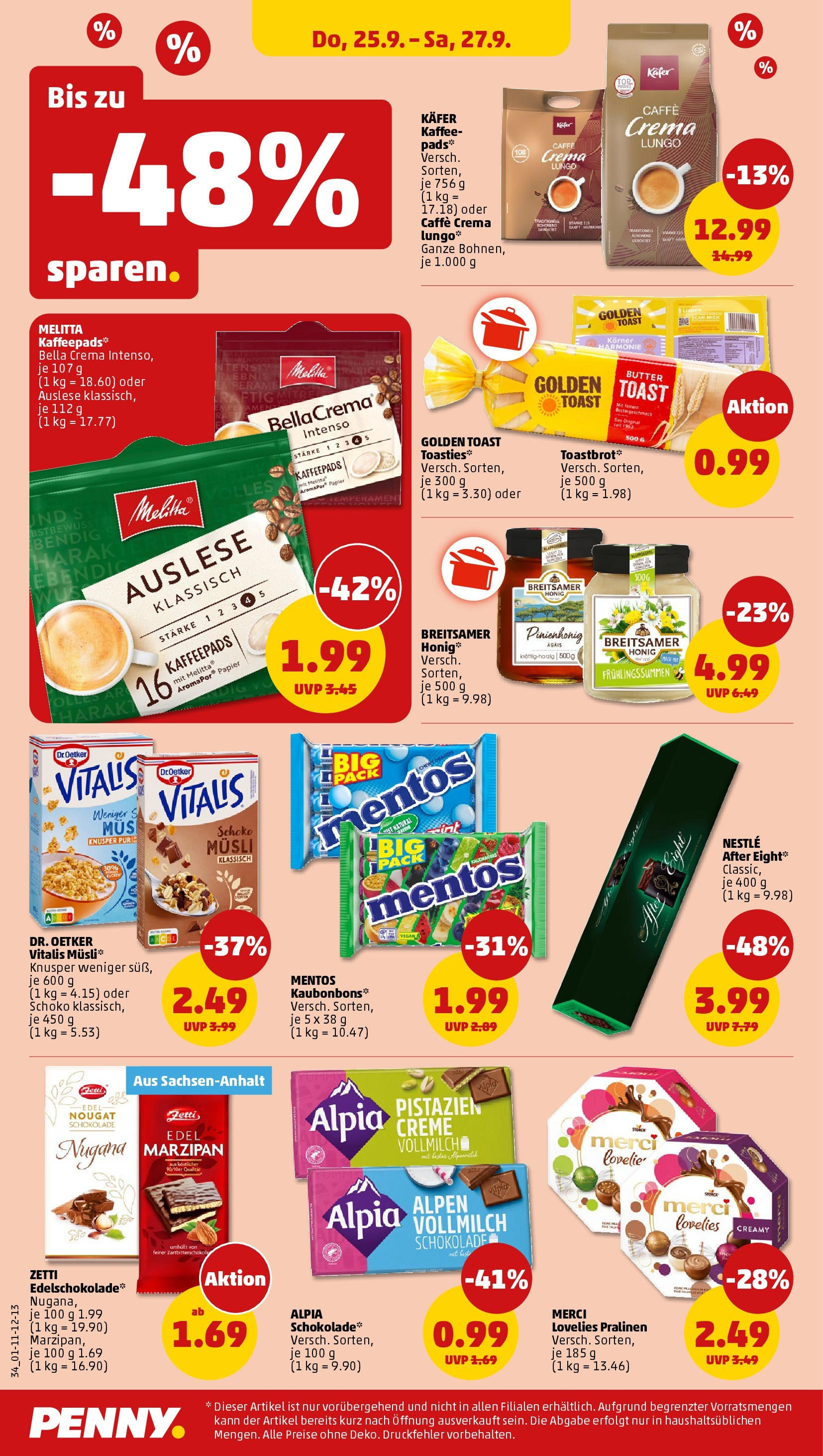 Penny Prospekt ab 22.09.2025 » Angebote Online | Seite: 34 | Produkte: Melitta, Merci, Kaffeepads, Schokolade