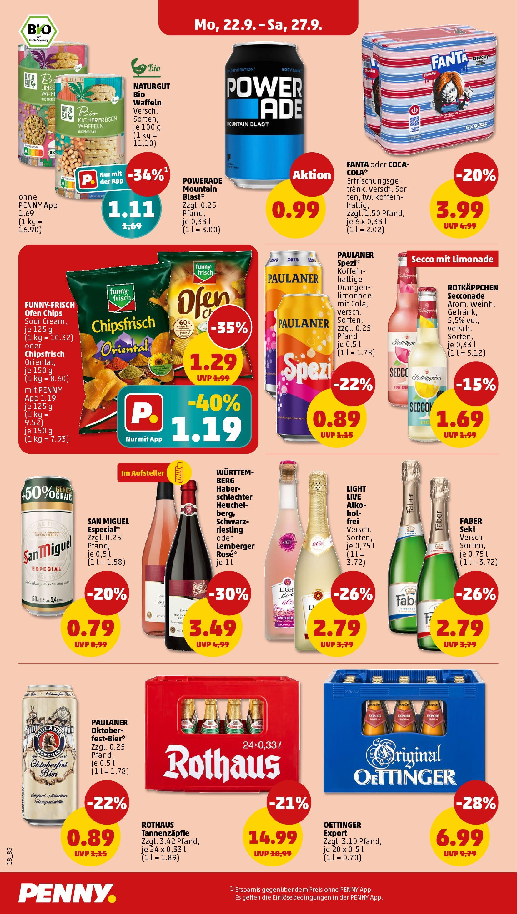 Penny Prospekt ab 22.09.2025 » Angebote Online | Seite: 18 | Produkte: Ofen, Coca cola, Oettinger, Rotkäppchen
