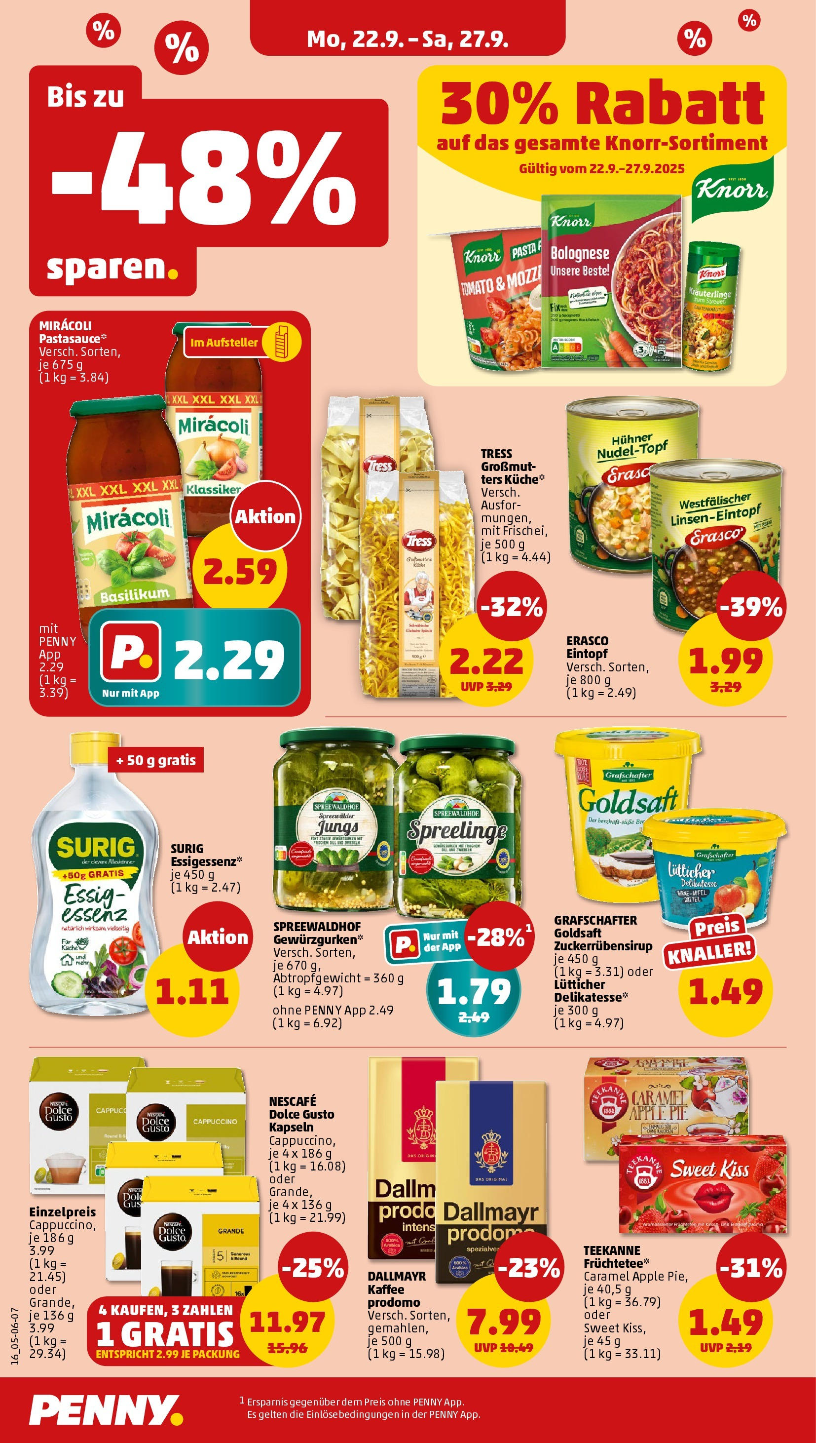 Penny Prospekt ab 22.09.2025 » Angebote Online | Seite: 16 | Produkte: Nescafe, Dallmayr, Teekanne, Pasta
