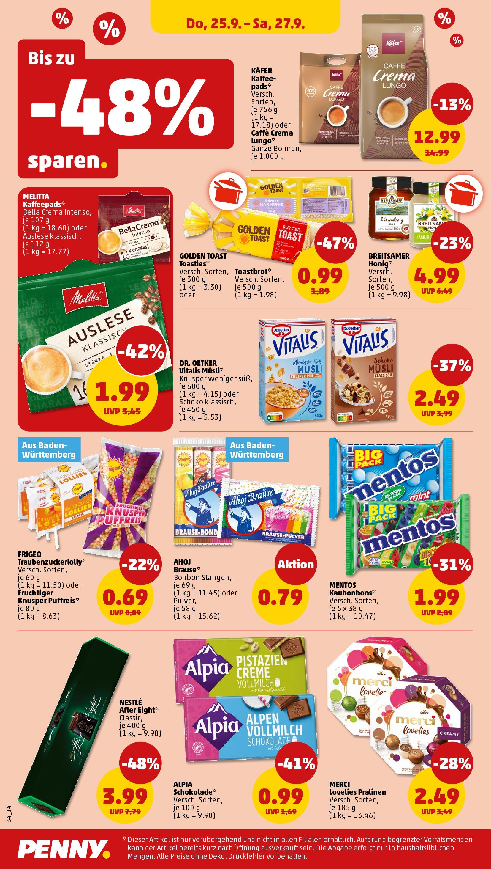 Penny Prospekt ab 22.09.2025 » Angebote Online | Seite: 34 | Produkte: Butter, Toast, Schokolade, Creme