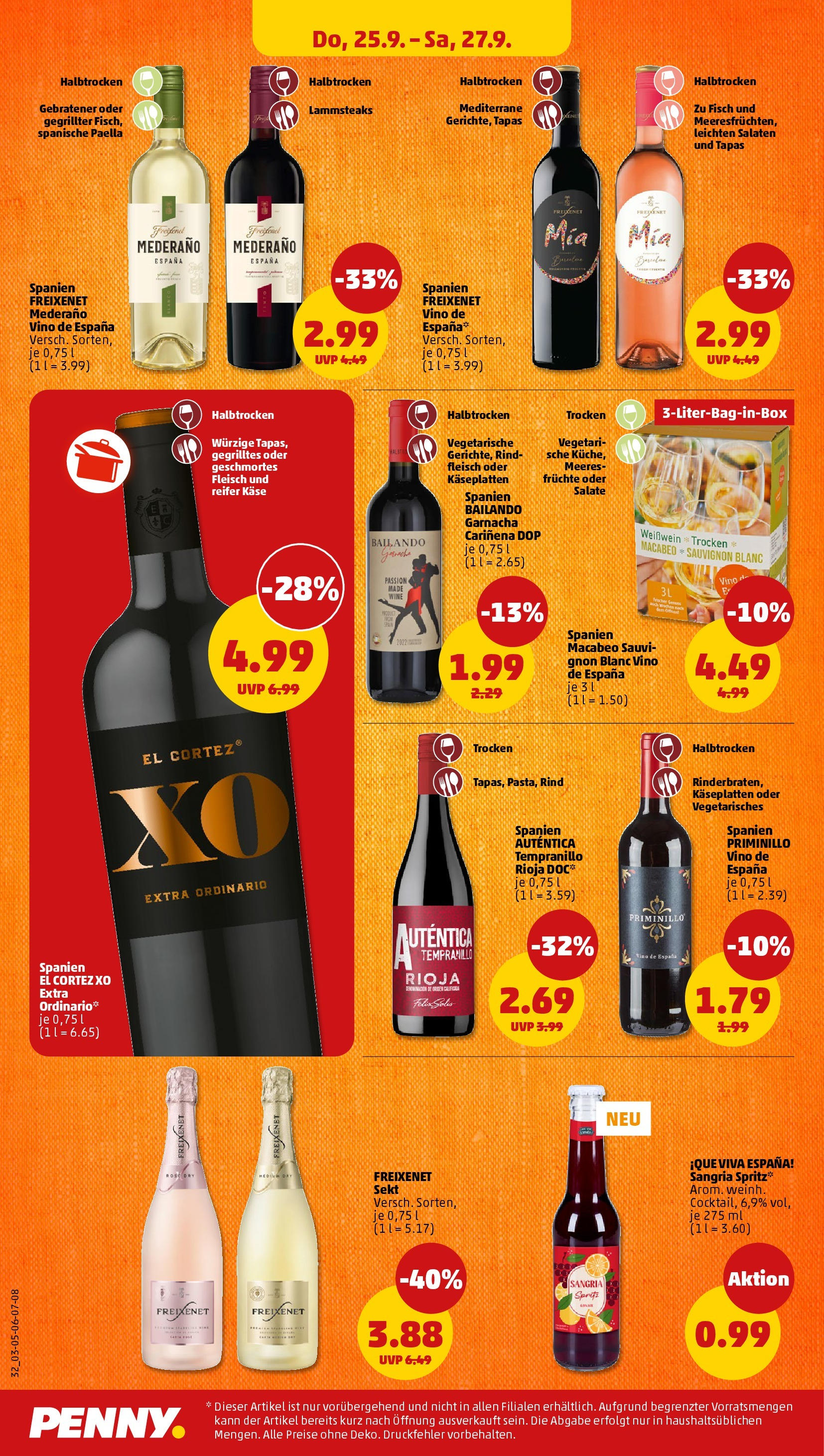 Penny Prospekt ab 22.09.2025 » Angebote Online | Seite: 32 | Produkte: Käse, Freixenet, Weißwein, Fisch