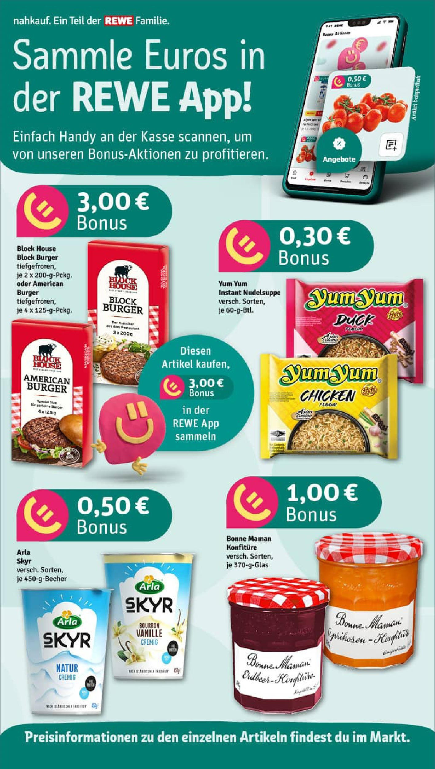 REWE Prospekt ab 21.09.2025 zum Blättern » Angebote | Seite: 4 | Produkte: Burger, Skyr, Bourbon, Bonne maman