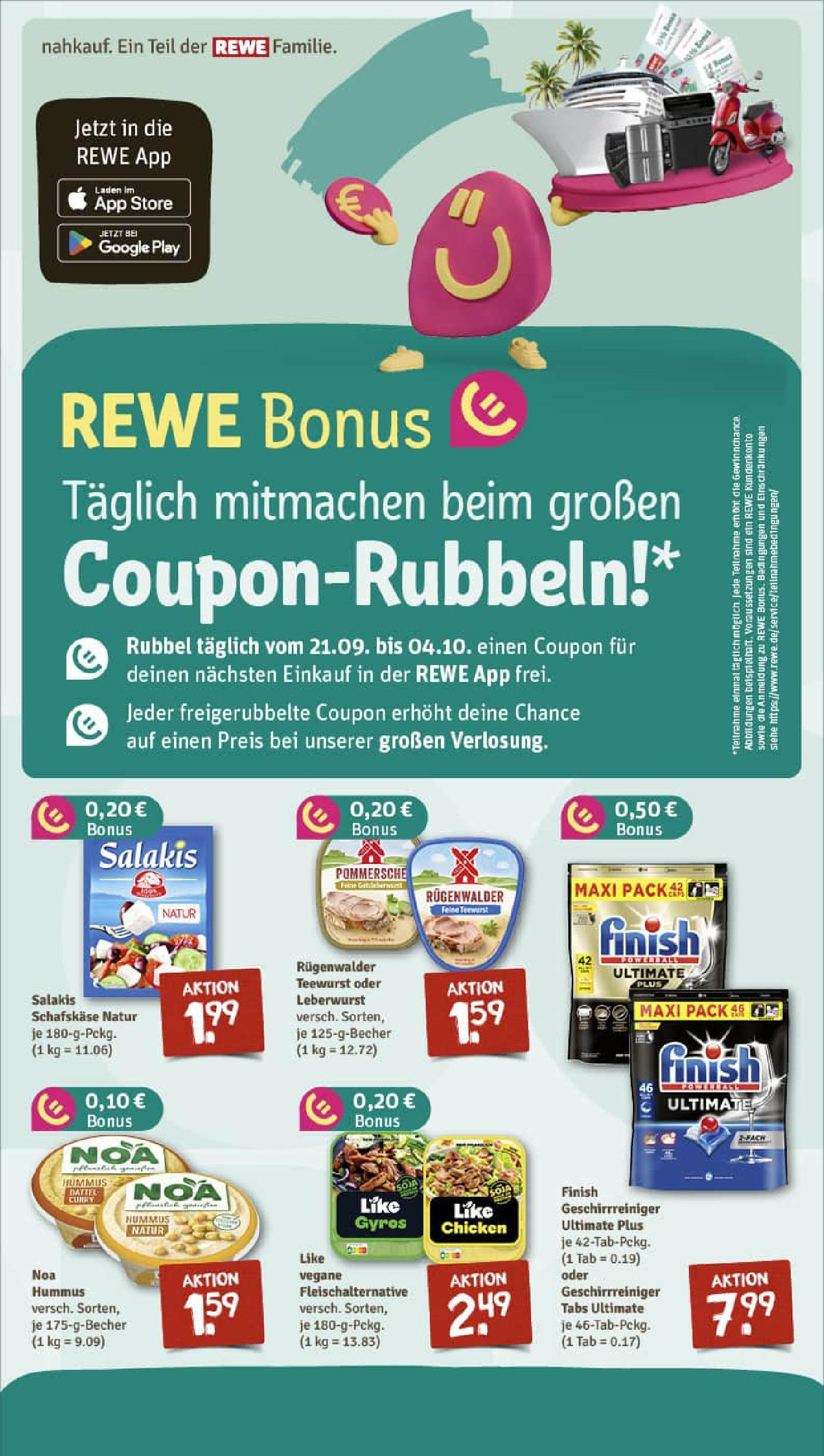 REWE Prospekt ab 21.09.2025 zum Blättern » Angebote | Seite: 5 | Produkte: Finish, Gyros, Salakis, Schafskase
