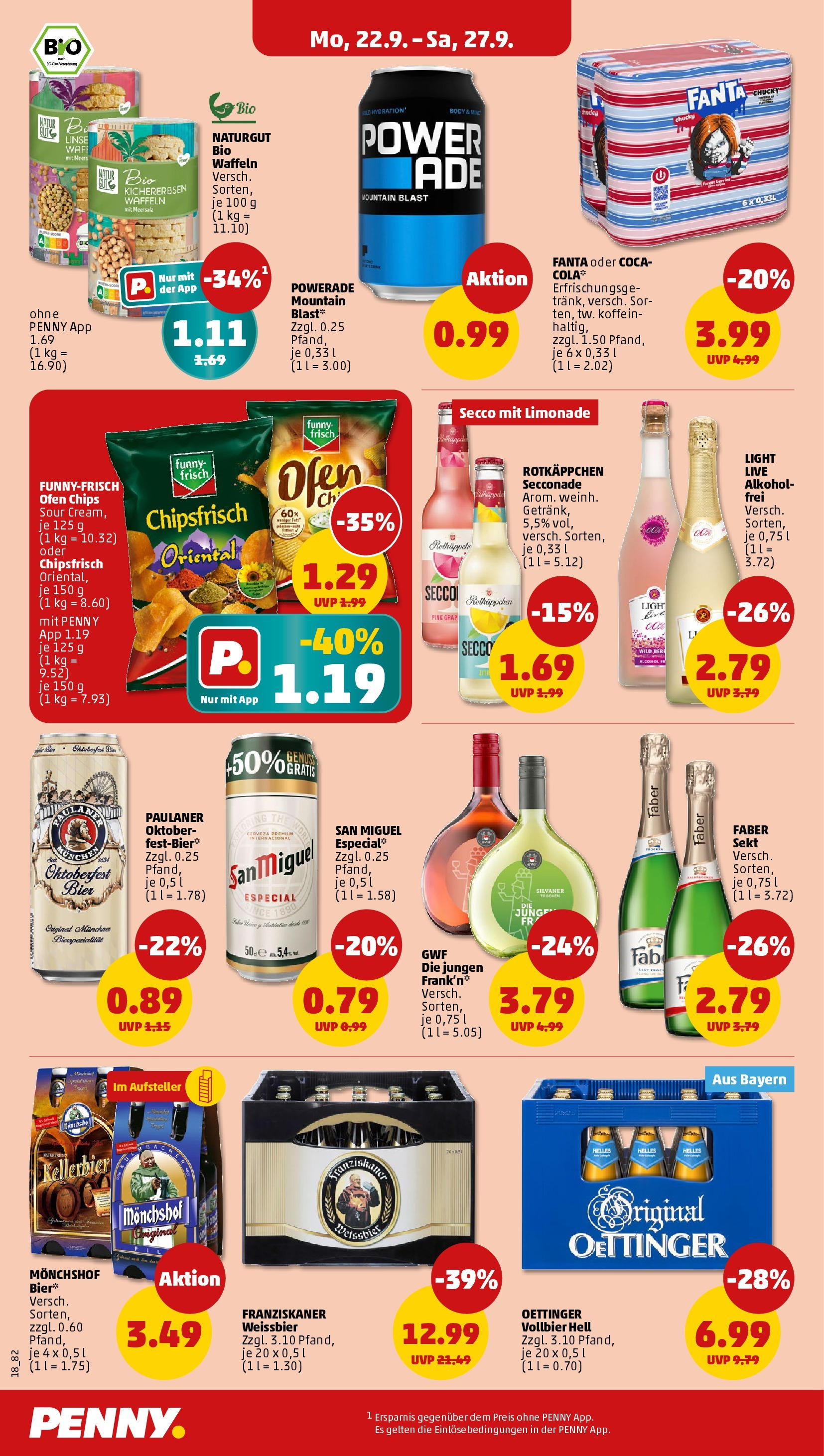 Penny Prospekt ab 22.09.2025 » Angebote Online | Seite: 18 | Produkte: Ofen, Franziskaner, Fanta, Chips
