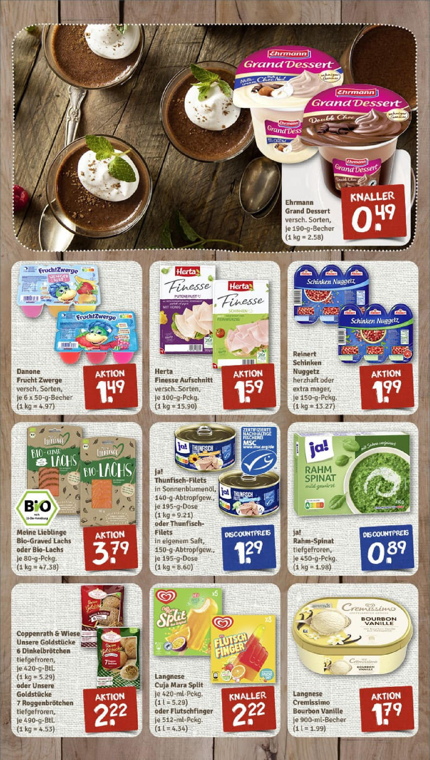 REWE Prospekt ab 21.09.2025 zum Blättern » Angebote | Seite: 7 | Produkte: Langnese cremissimo, Ehrmann grand dessert, Schinken, Herta finesse