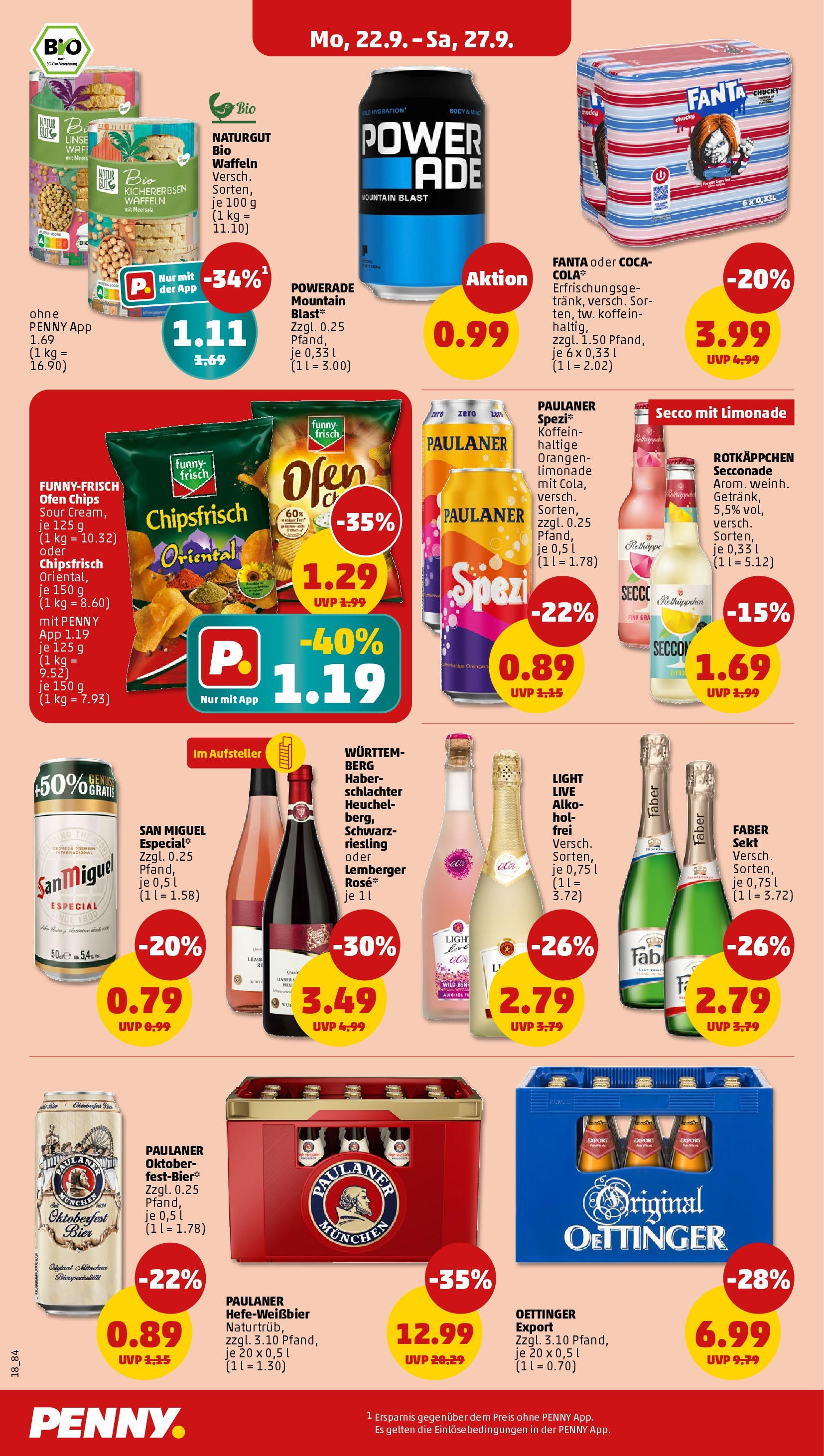 Penny Prospekt ab 22.09.2025 » Angebote Online | Seite: 18 | Produkte: Bier, Orangen, Rotkäppchen, Paulaner