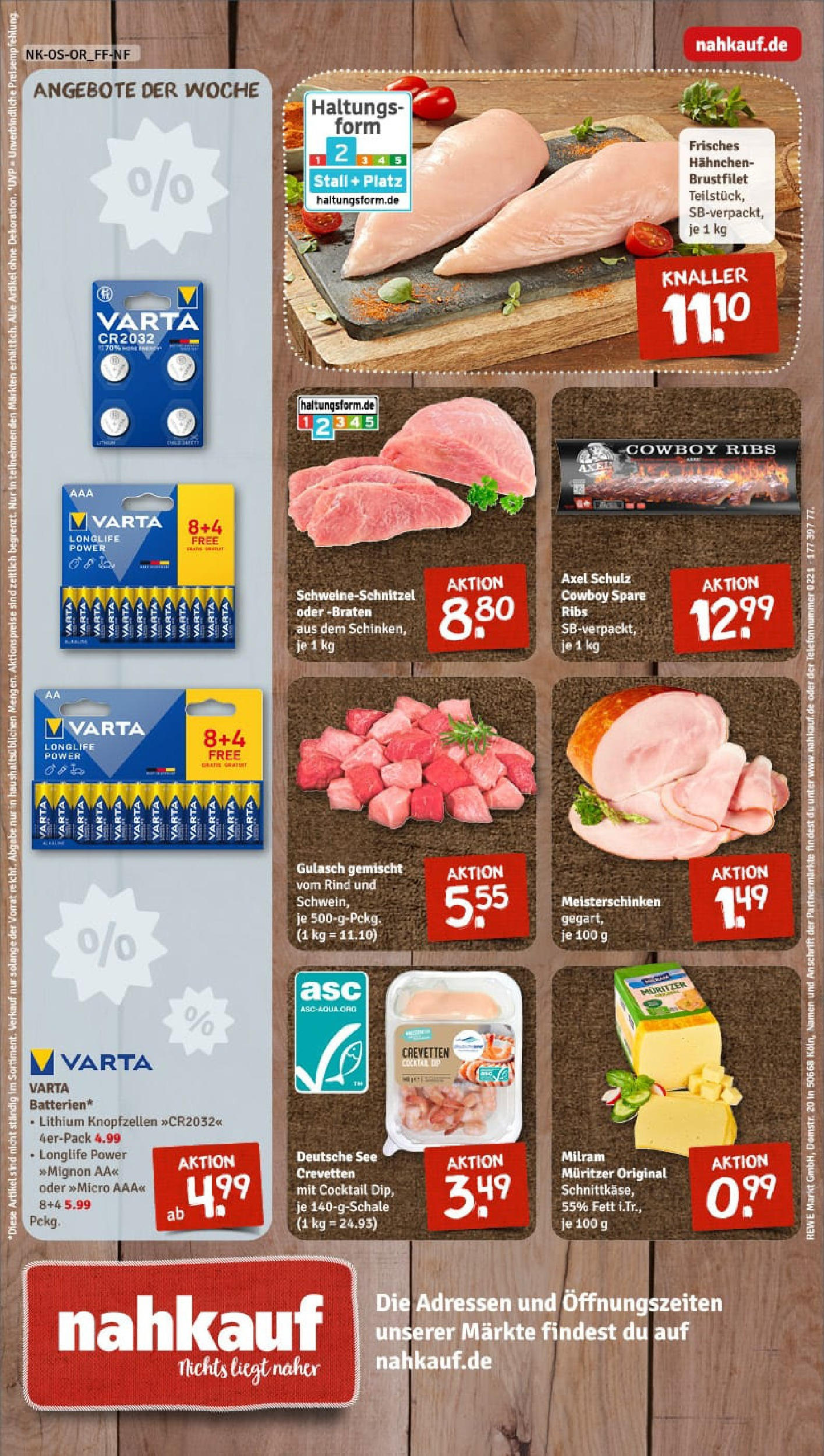 REWE Prospekt ab 21.09.2025 zum Blättern » Angebote | Seite: 8 | Produkte: Hahnchen, Batterien, Milram, Gulasch