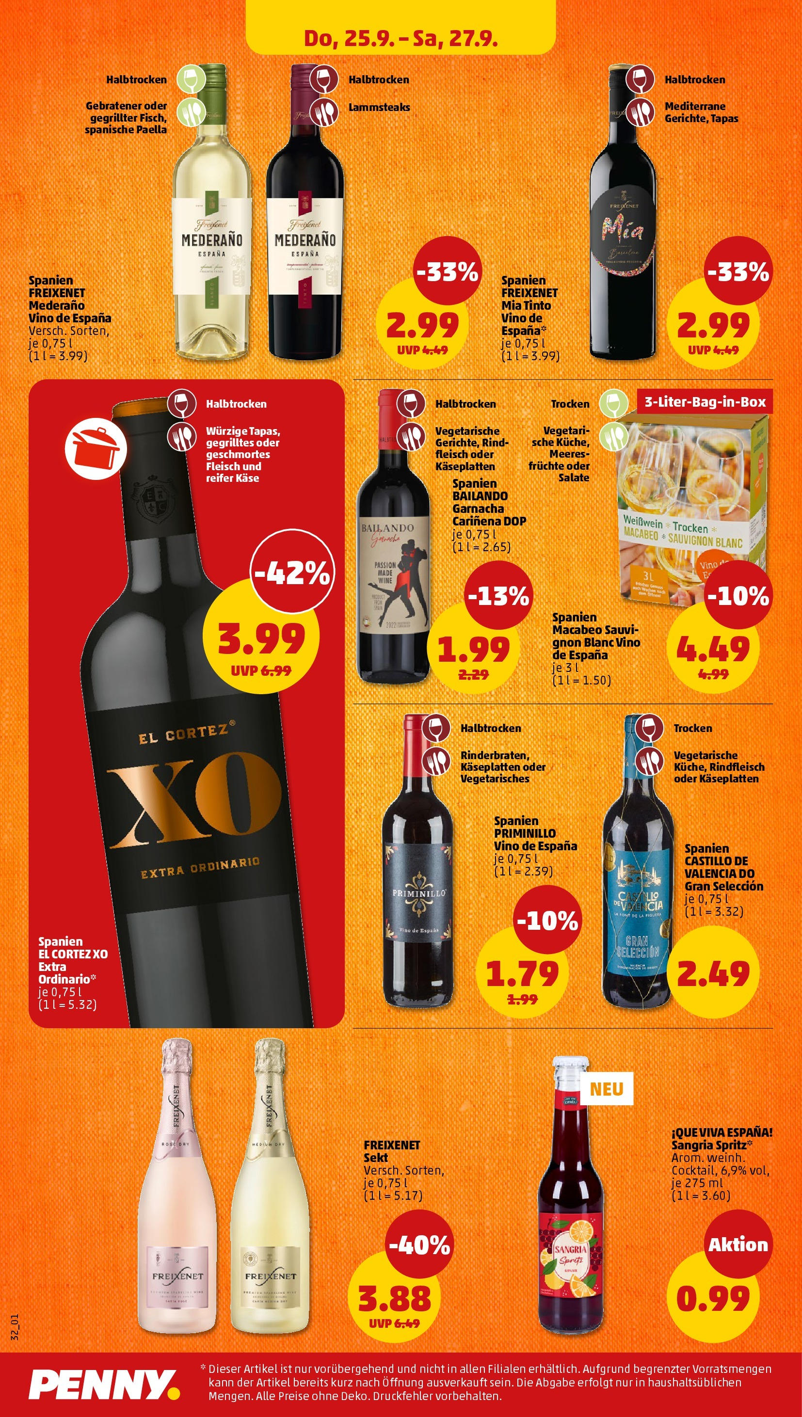 Penny Prospekt ab 22.09.2025 » Angebote Online | Seite: 32 | Produkte: Käse, Sekt, Freixenet mederano, Rindfleisch