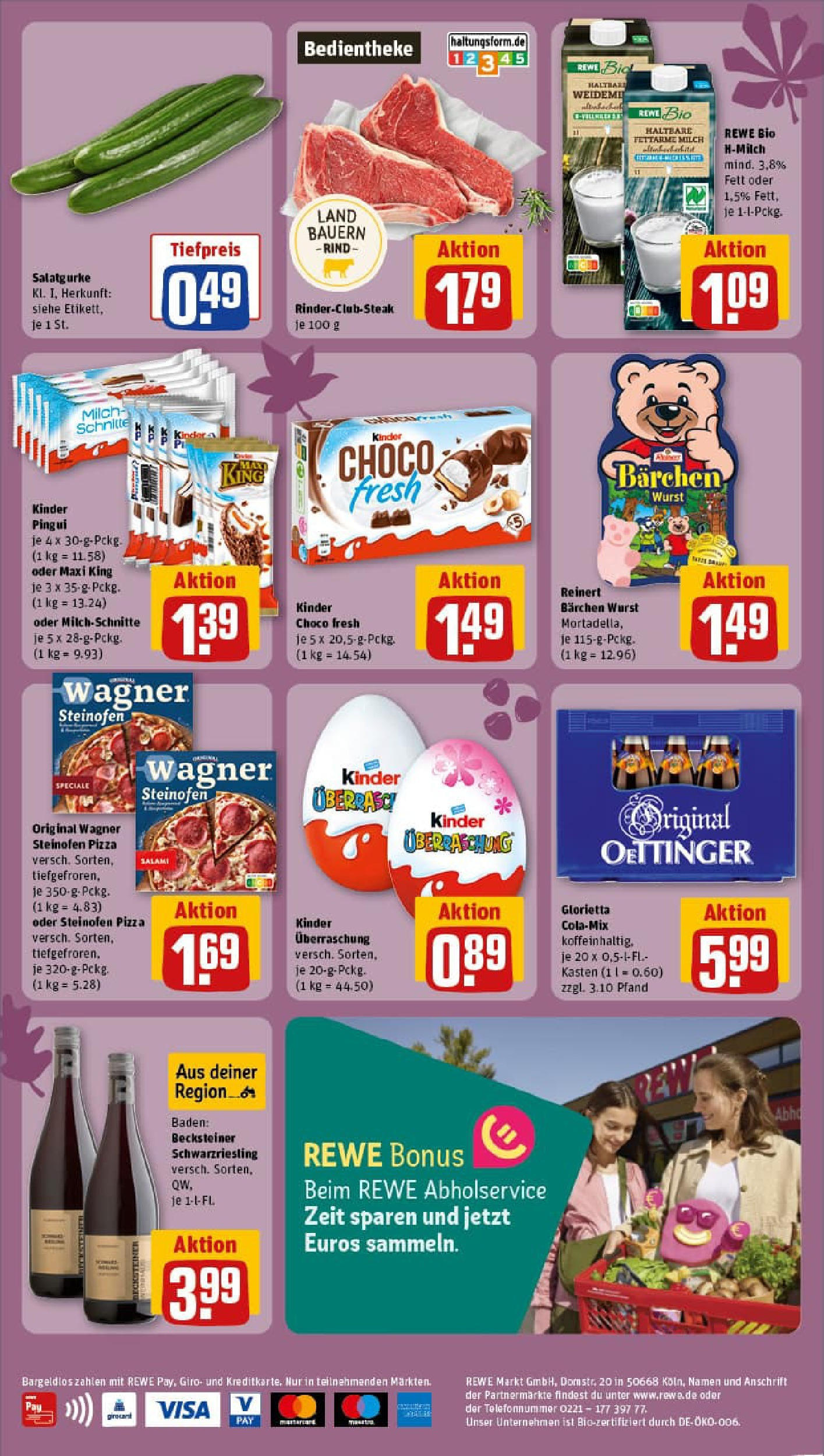REWE Prospekt ab 21.09.2025 zum Blättern » Angebote | Seite: 2 | Produkte: Milch, Oettinger, Wurst, Steak