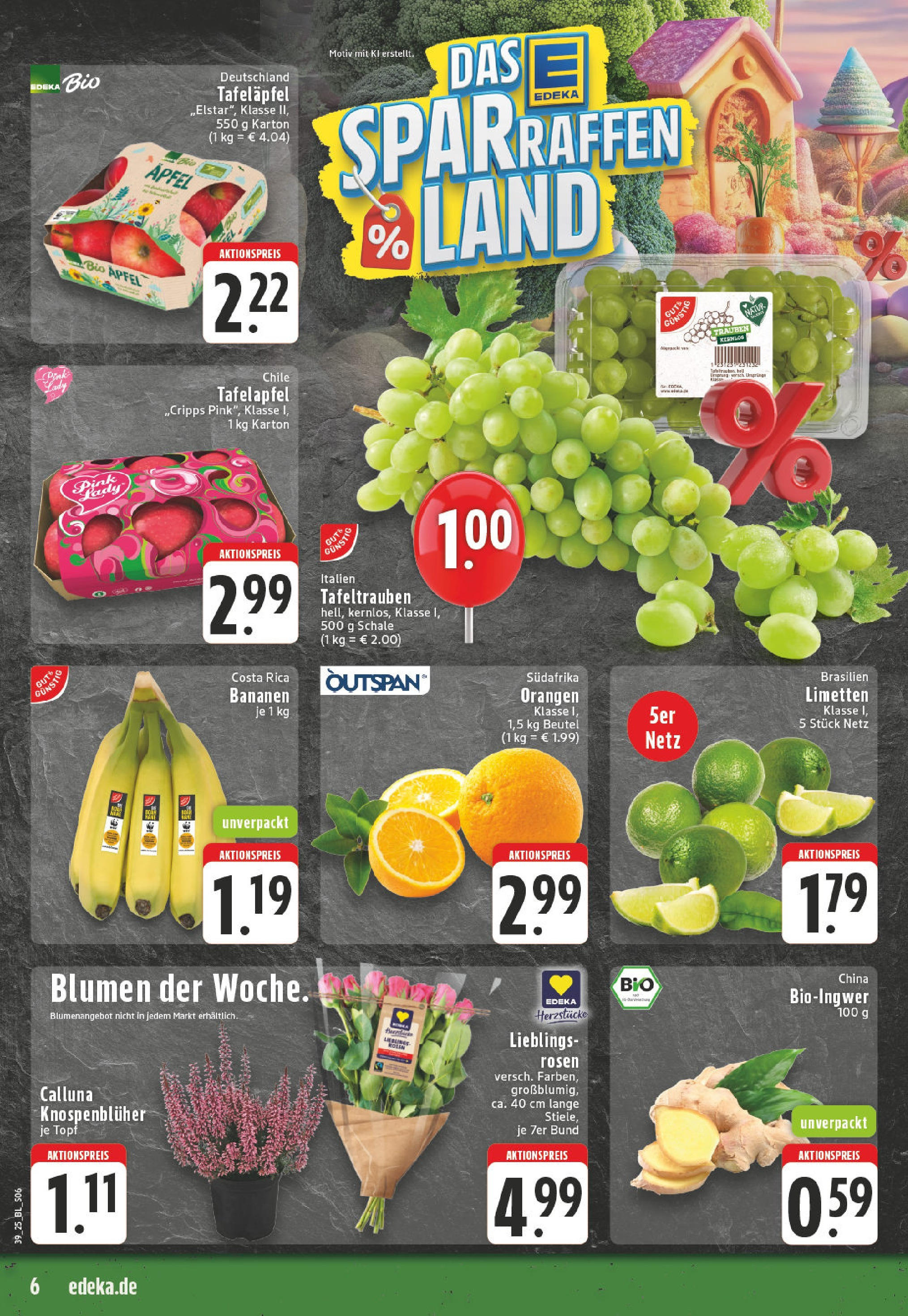 Edeka prospekt Bad Neuenahr - Ahrweiler	 (ab 21.09.2025) » Angebote Online | Seite: 6 | Produkte: Limetten, Trauben, Blumen, Bananen