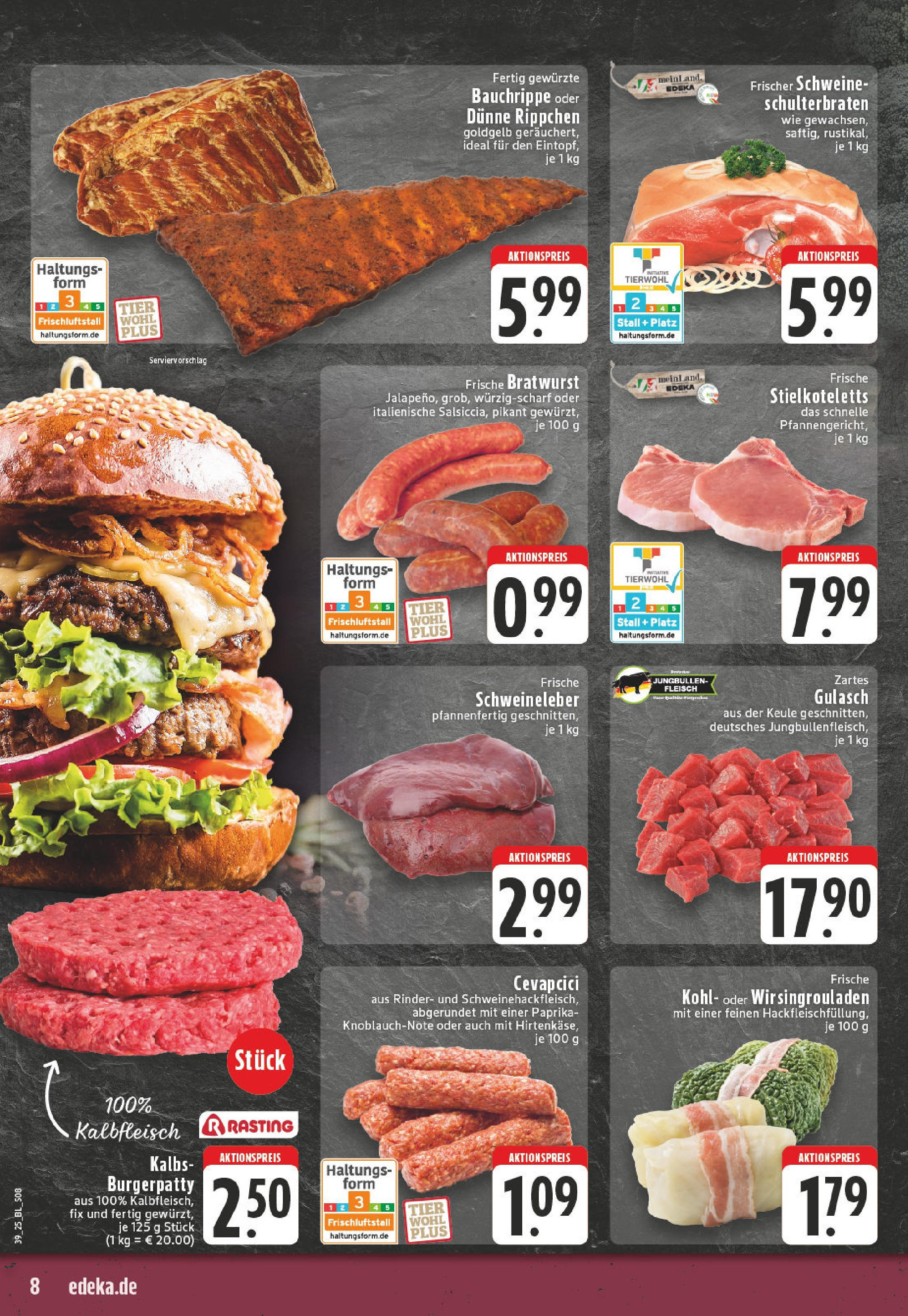 Edeka prospekt Bad Neuenahr - Ahrweiler	 (ab 21.09.2025) » Angebote Online | Seite: 8 | Produkte: Bratwurst, Burger, Paprika, Gulasch