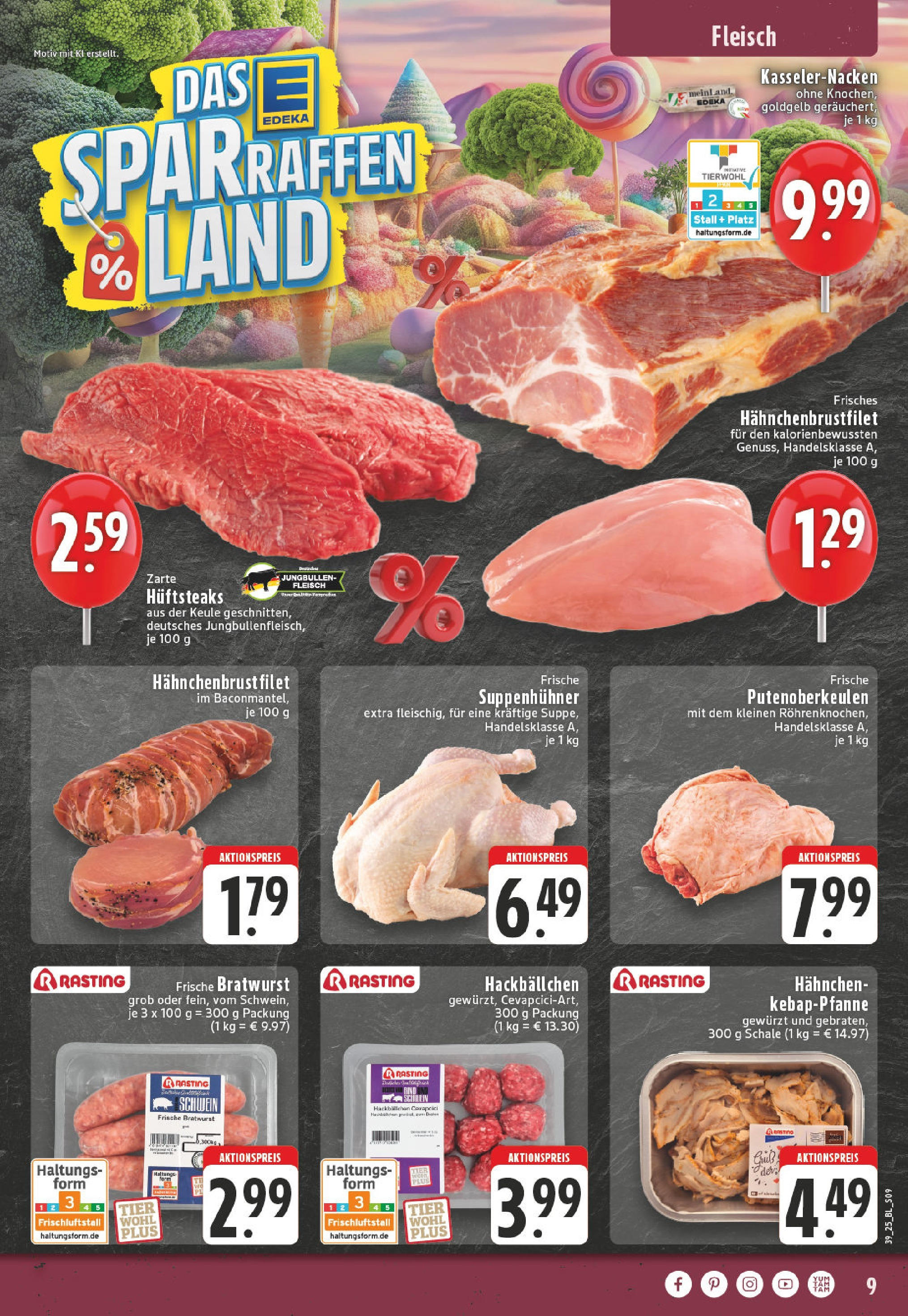 Edeka prospekt Bad Neuenahr - Ahrweiler	 (ab 21.09.2025) » Angebote Online | Seite: 9 | Produkte: Hahnchen, Bratwurst, Cevapcici, Fleisch
