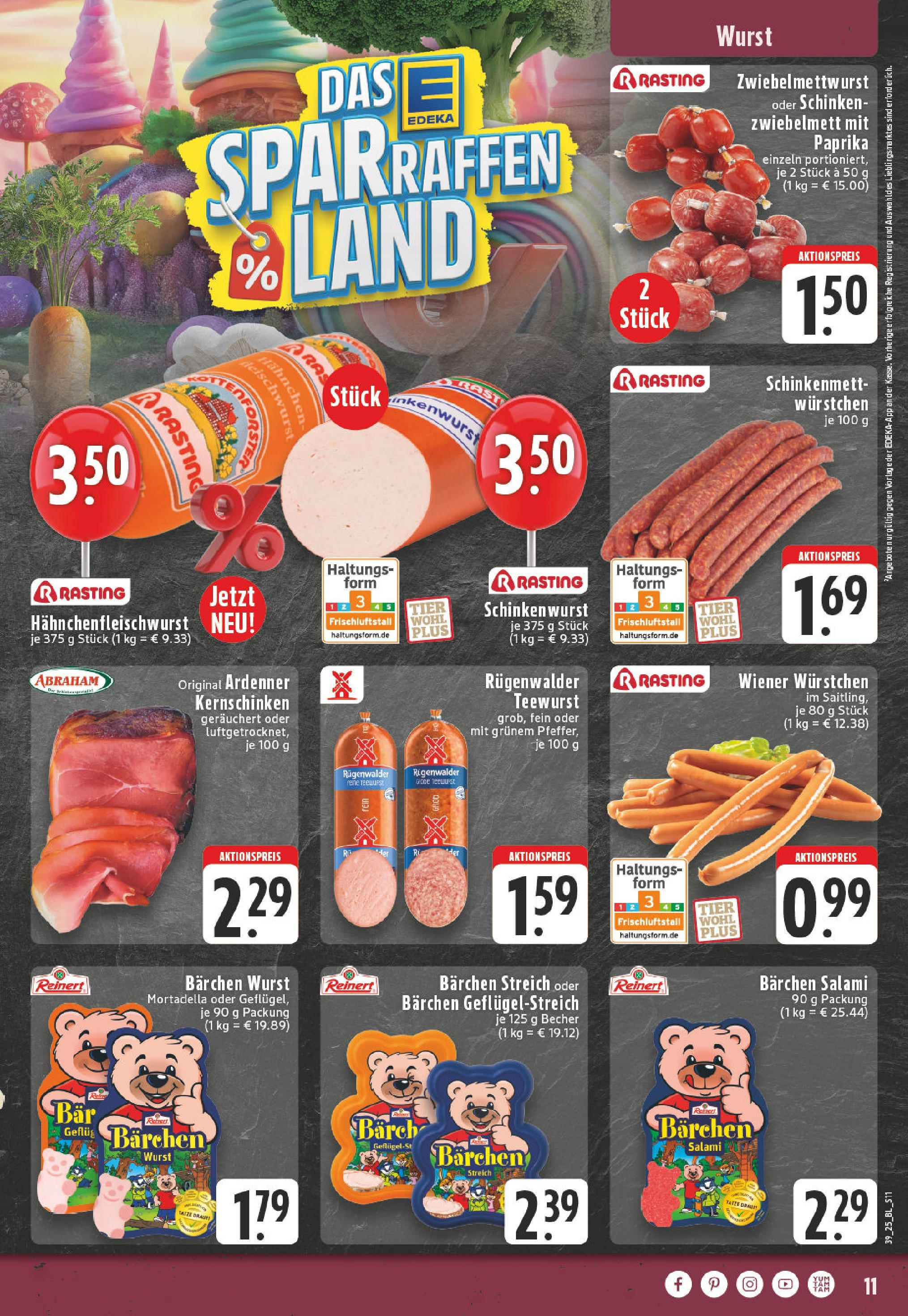 Edeka prospekt Bad Neuenahr - Ahrweiler	 (ab 21.09.2025) » Angebote Online | Seite: 11 | Produkte: Wiener wurstchen, Paprika, Salami, Schinken