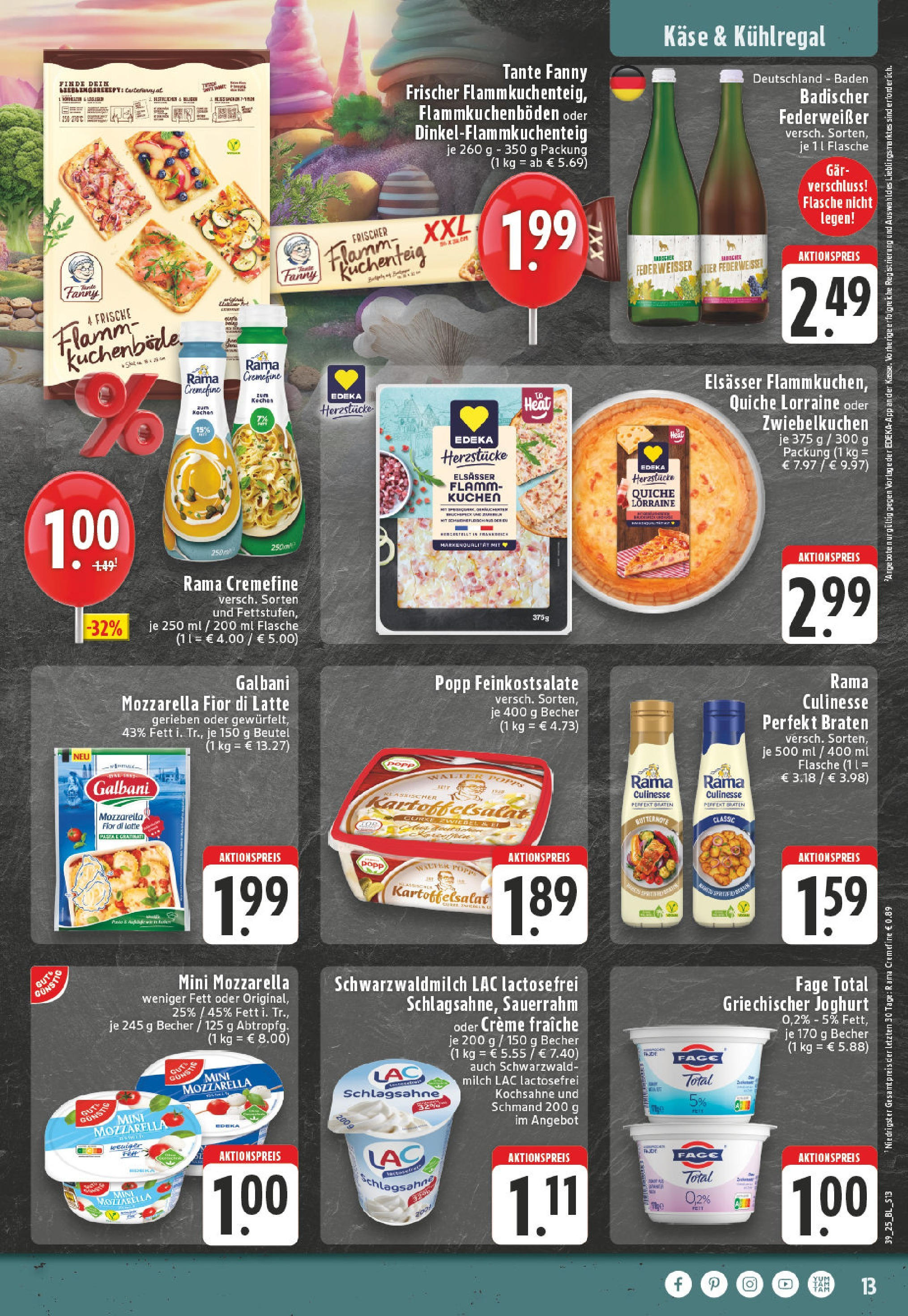 Edeka prospekt Bad Neuenahr - Ahrweiler	 (ab 21.09.2025) » Angebote Online | Seite: 13 | Produkte: Rama, Käse, Rama cremefine, Creme