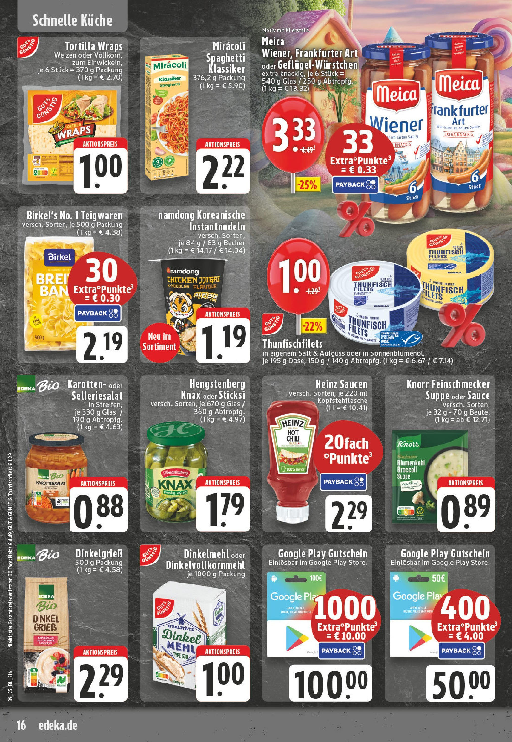 Edeka prospekt Bad Neuenahr - Ahrweiler	 (ab 21.09.2025) » Angebote Online | Seite: 16 | Produkte: Mehl, Meica, Blumenkohl, Saft