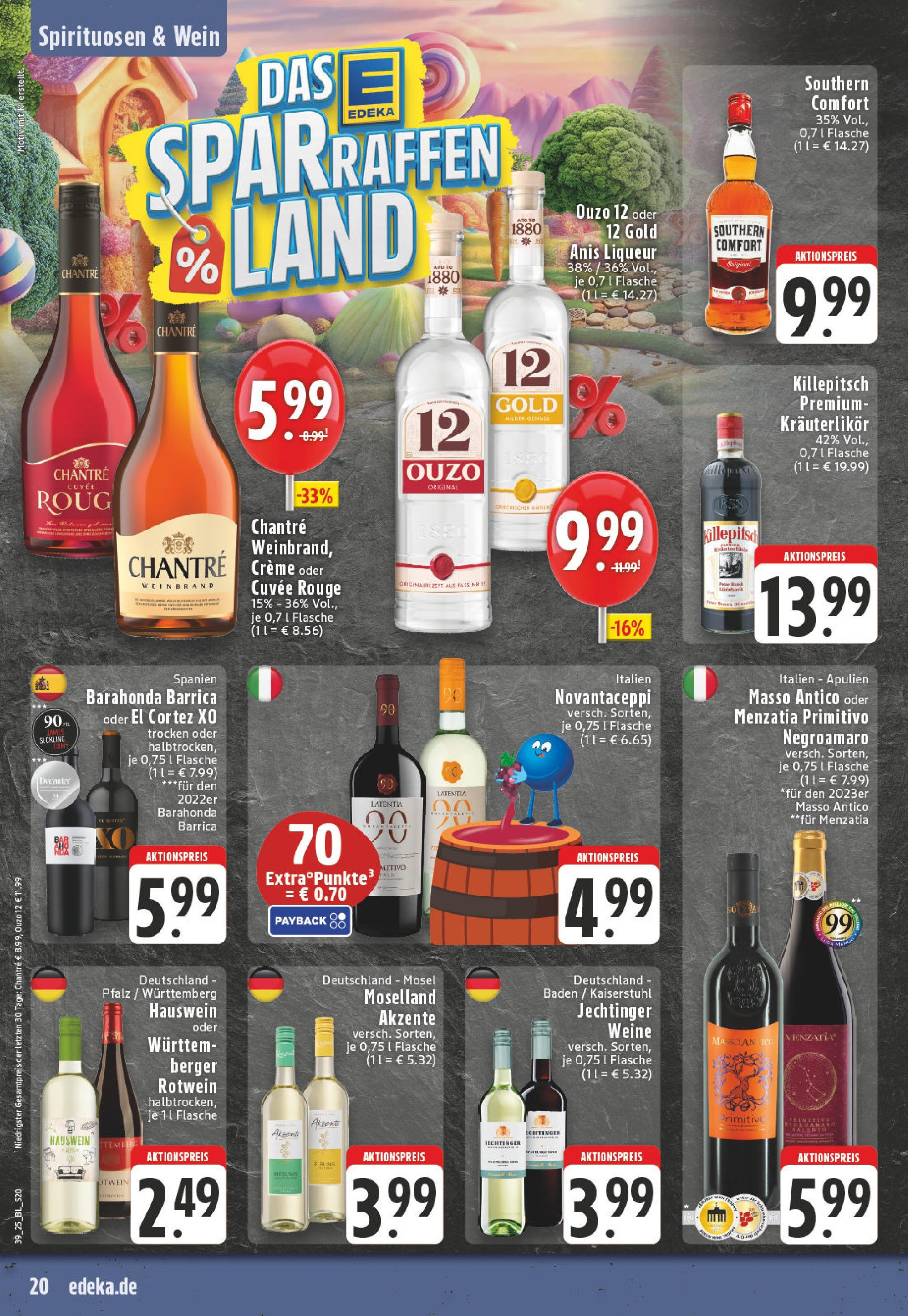 Edeka prospekt Bad Neuenahr - Ahrweiler	 (ab 21.09.2025) » Angebote Online | Seite: 20 | Produkte: Ouzo 12, Ouzo, Southern comfort, Wein
