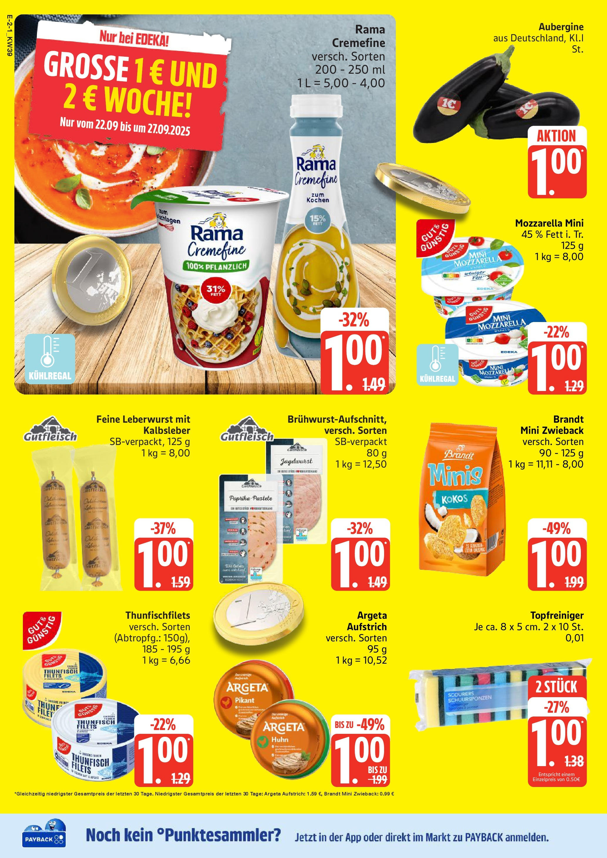 Edeka prospekt Neu Wulmstorf	 (ab 21.09.2025) » Angebote Online | Seite: 2 | Produkte: Pute, Rama, Mozzarella, Aubergine