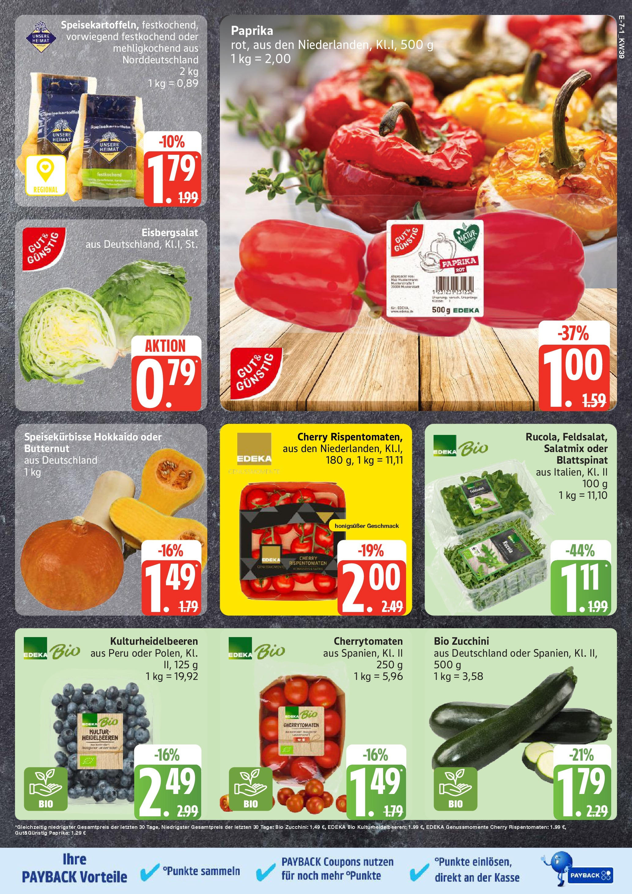 Edeka prospekt Neu Wulmstorf	 (ab 21.09.2025) » Angebote Online | Seite: 7 | Produkte: Rucola, Heidelbeeren, Paprika, Zucchini