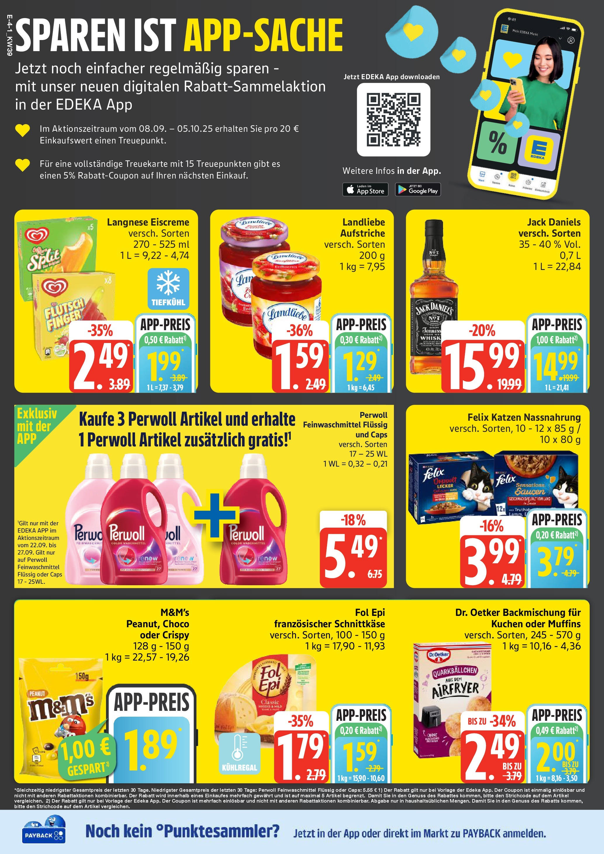 Edeka prospekt Neu Wulmstorf	 (ab 21.09.2025) » Angebote Online | Seite: 4 | Produkte: Langnese, Perwoll, Jack Daniel's, M&M's