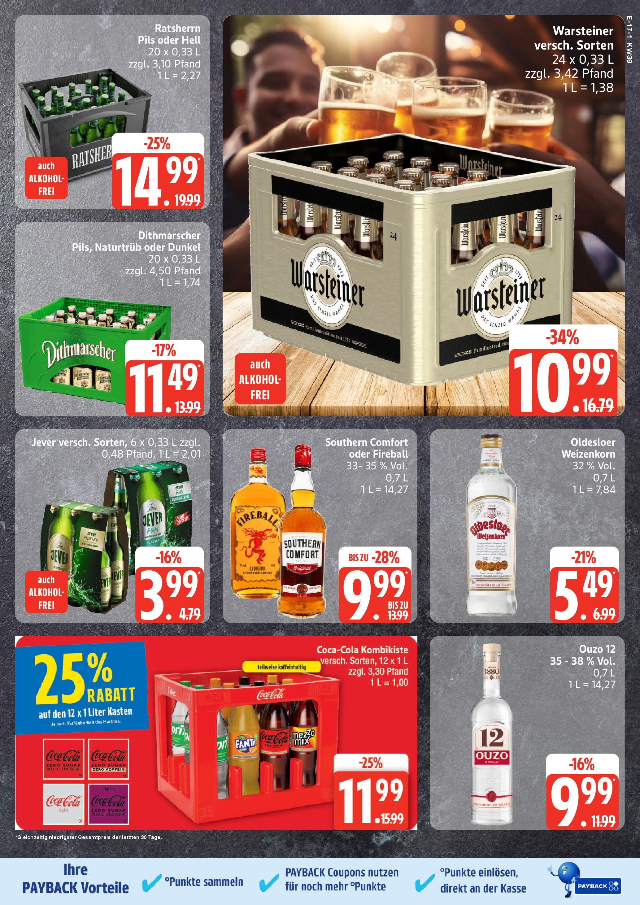 Edeka prospekt Neu Wulmstorf	 (ab 21.09.2025) » Angebote Online | Seite: 17 | Produkte: Ouzo 12, Cola, Zucker, Warsteiner